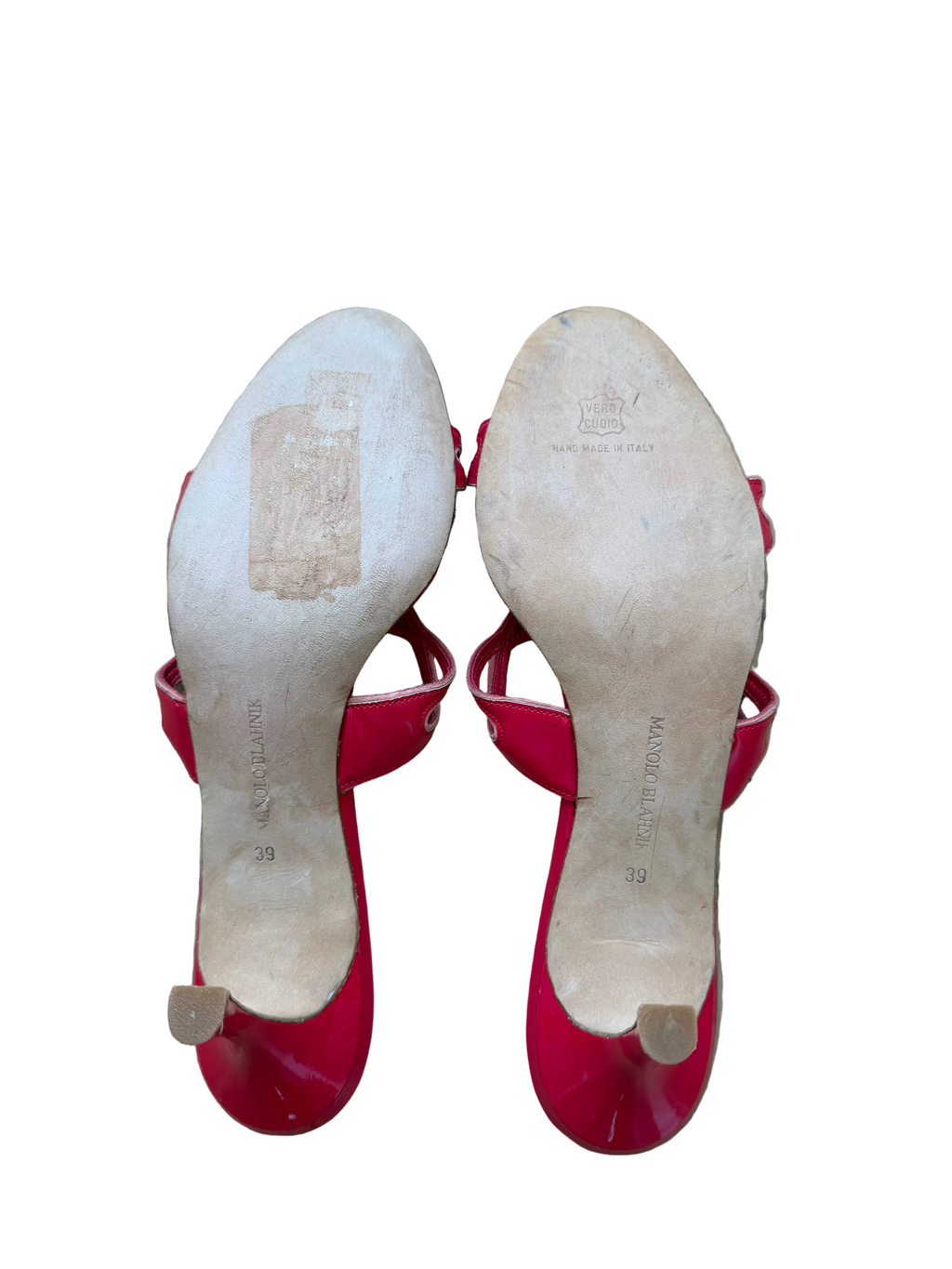 Manolo Blahnik Pink Strappy Kitten Heel Mules – Size 39