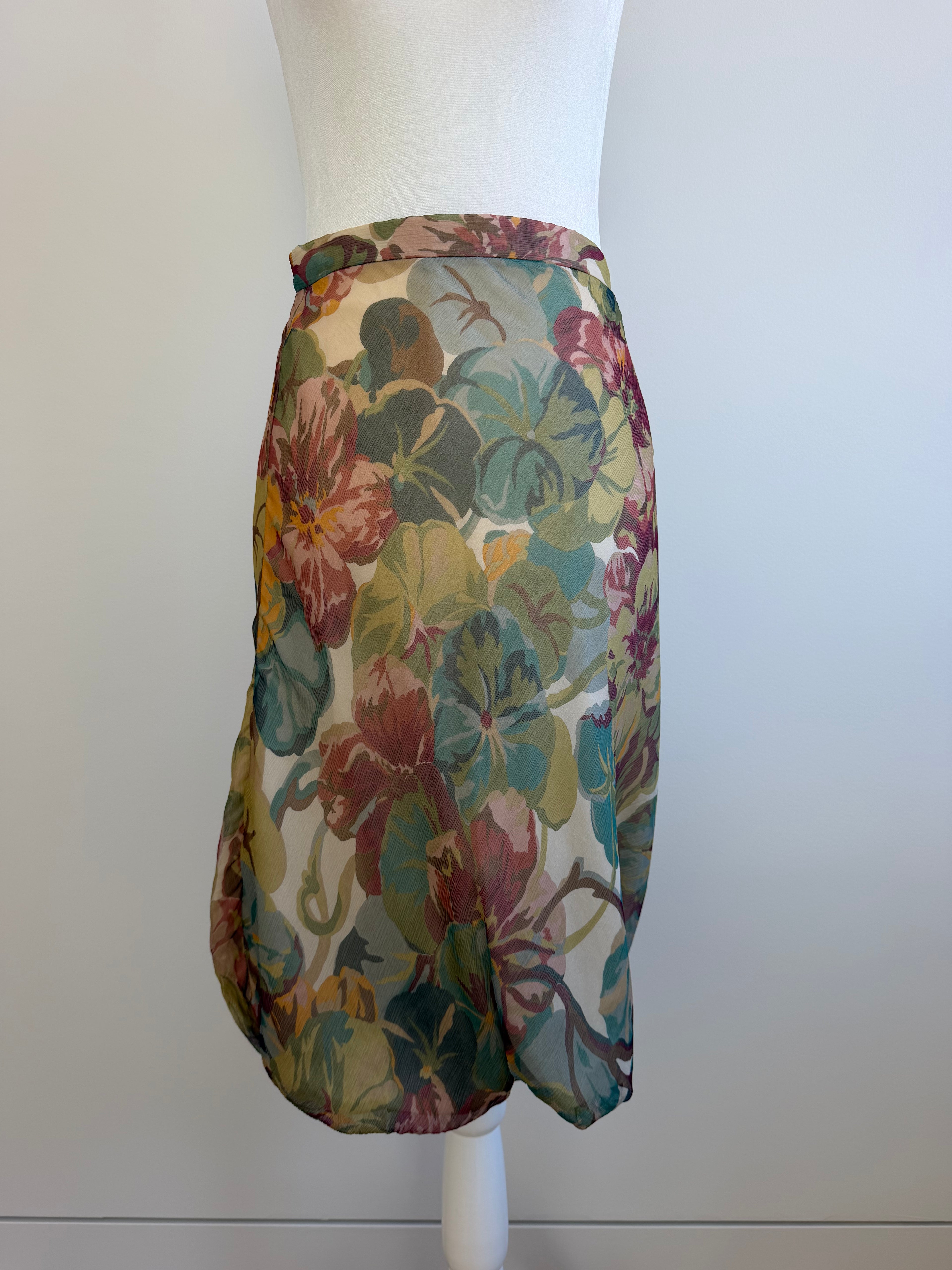 Moschino Cheap and Chic 100% Silk Floral Bubble Hem Skirt - late 90's
