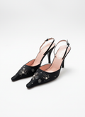 Vintage Prada Embroidered Floral Slingback Heels- late 90s