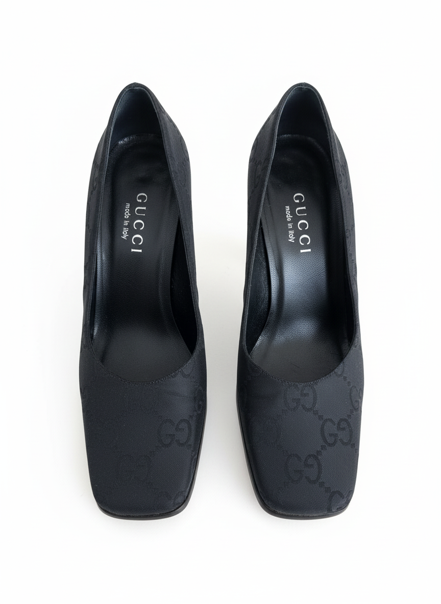 Vintage Gucci “Tenby” GG Monogram Fabric Pumps - Early 2000s