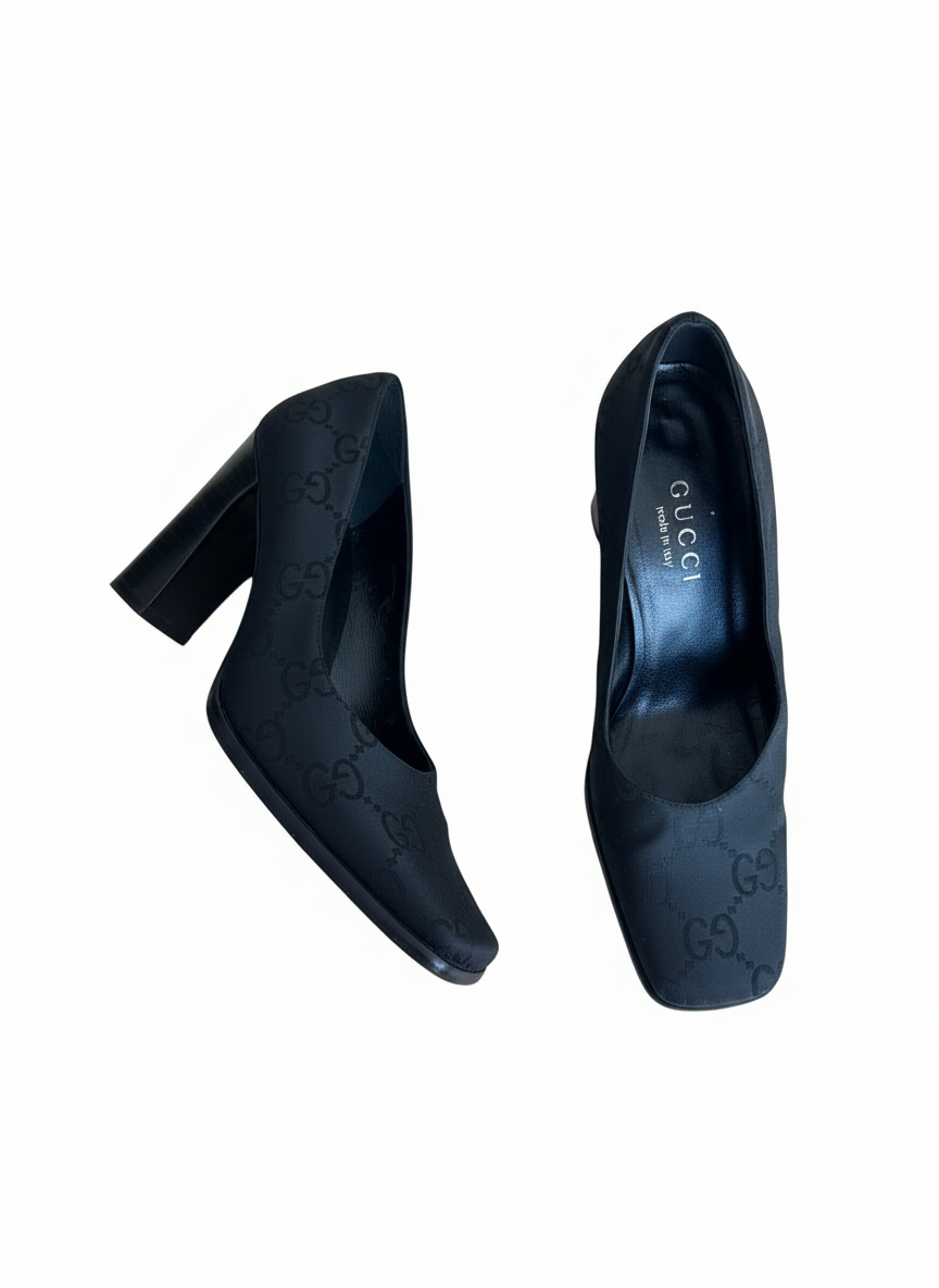 Vintage Gucci “Tenby” GG Monogram Fabric Pumps - Early 2000s