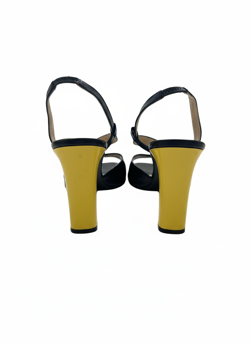 Gianni Versace Black & Yellow Slingback Heels – 1990s