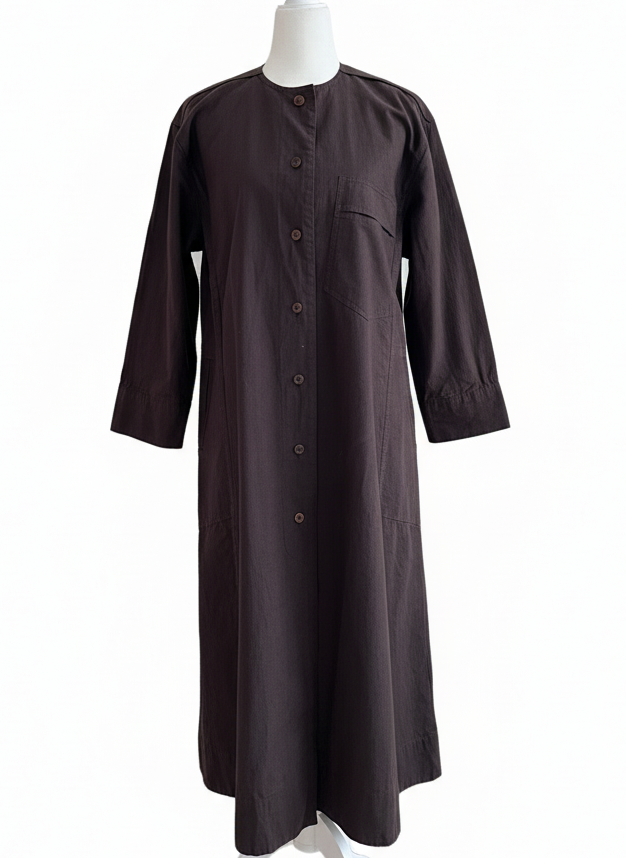 Issey Miyake Brown Cotton Long Jacket / Shirt Coat