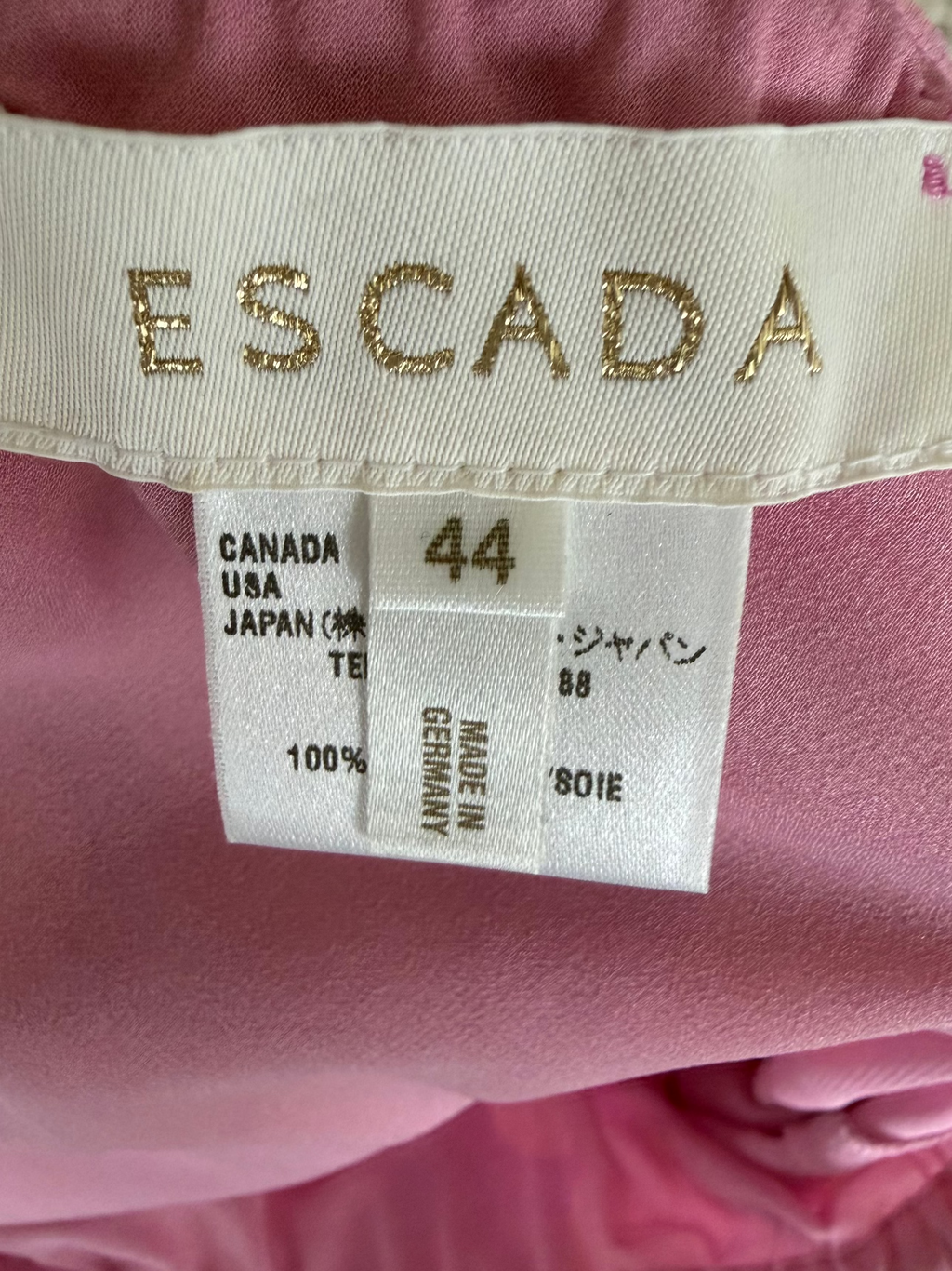 Vintage Escada Silk Pink Midi Skirt Y2K Bias Cut