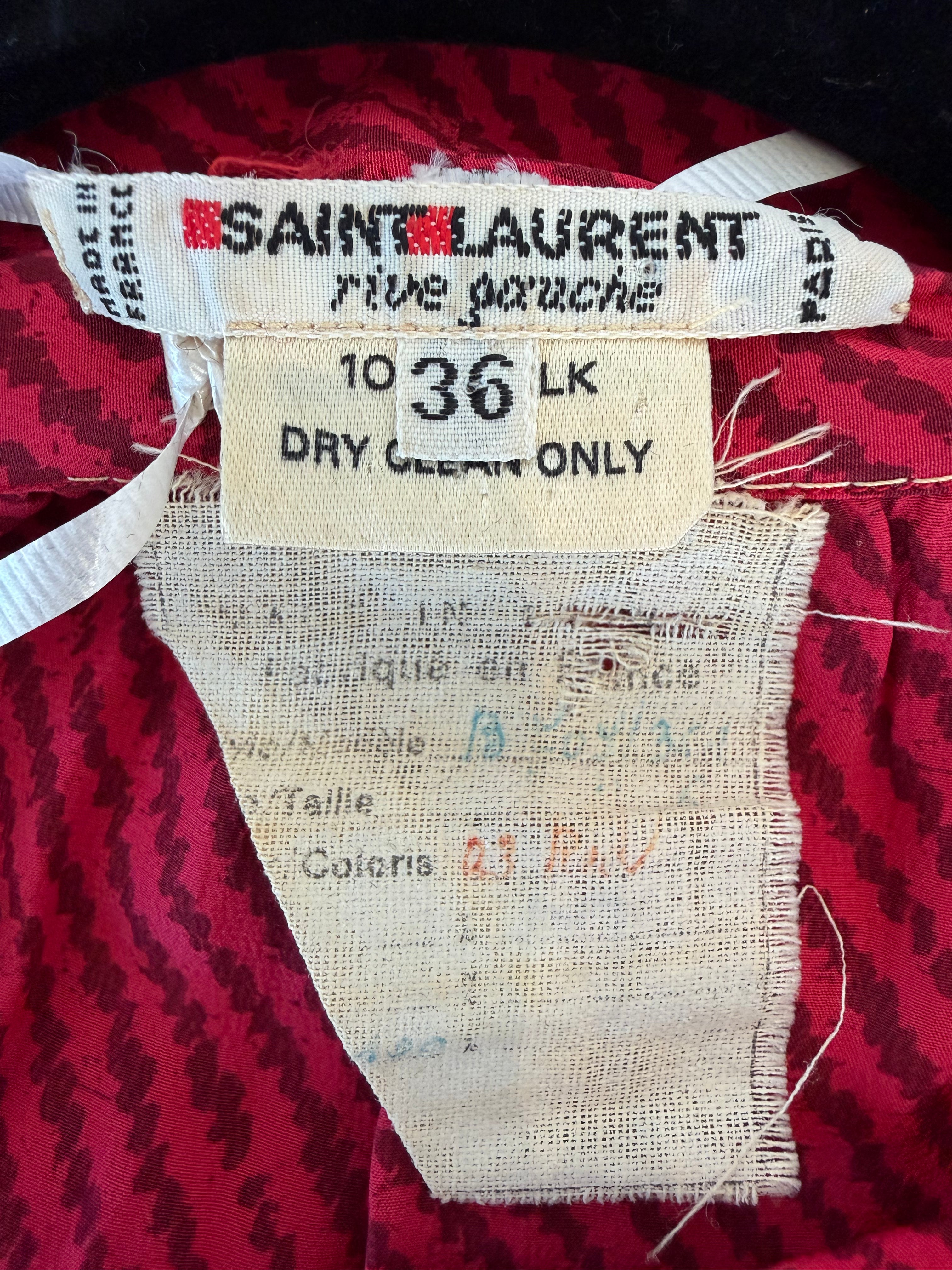 1980 Saint Laurent Rive Gauche Red Silk Pussy Bow Blouse