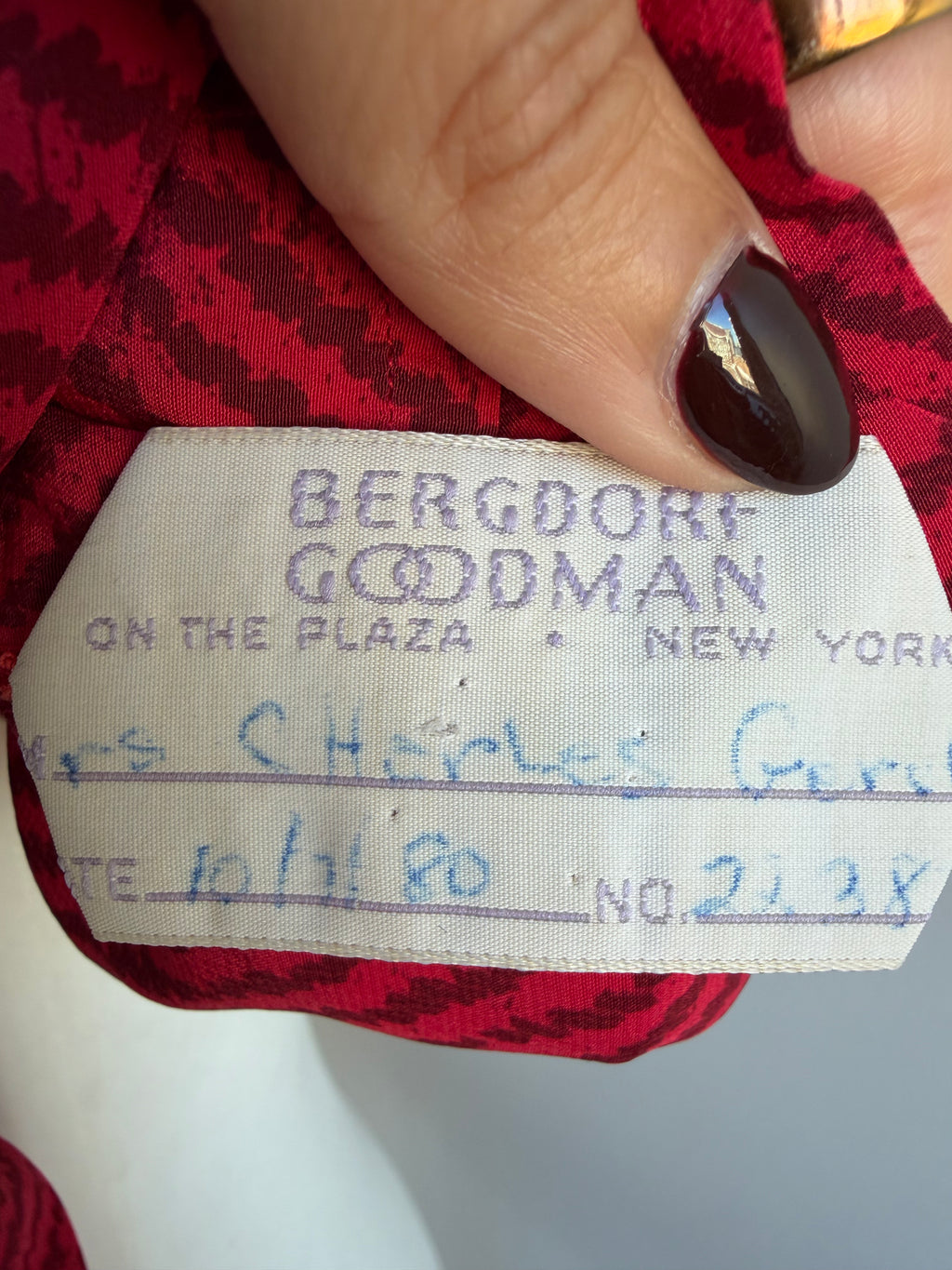 1980 Saint Laurent Rive Gauche Red Silk Pussy Bow Blouse