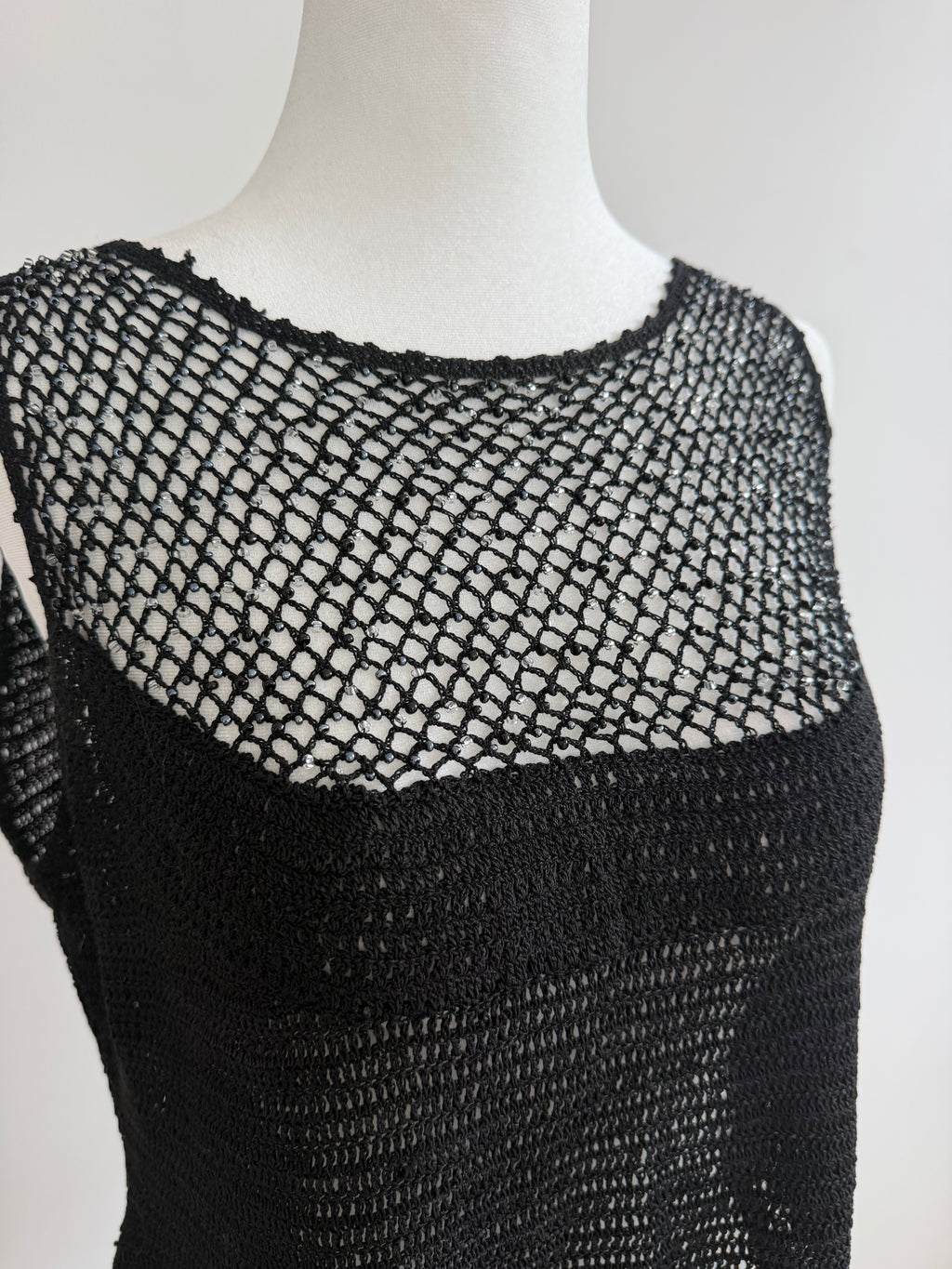Vintage Cheap & Chic by Moschino Beaded Mesh Knit Top