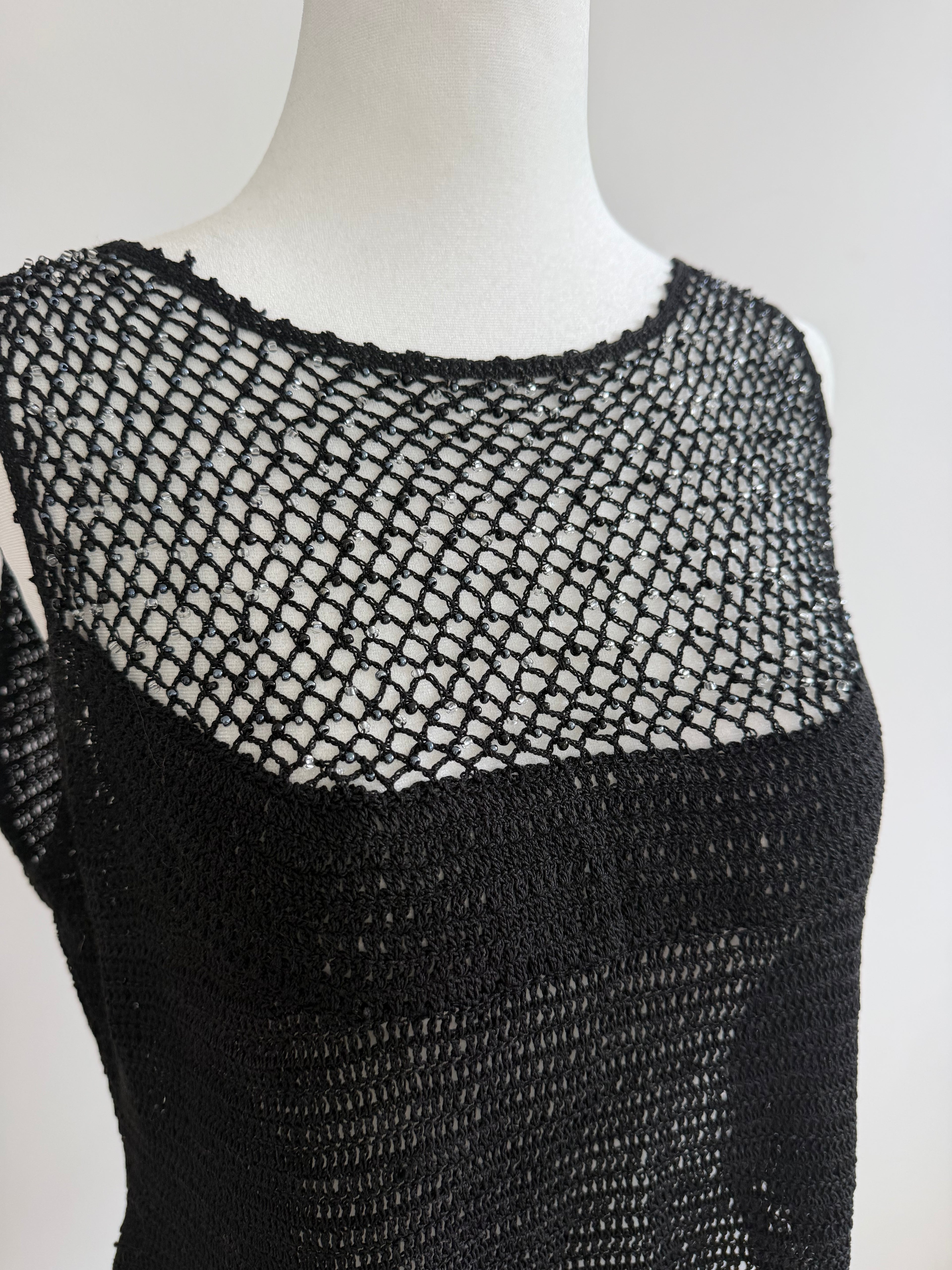 Vintage Cheap & Chic by Moschino Beaded Mesh Knit Top