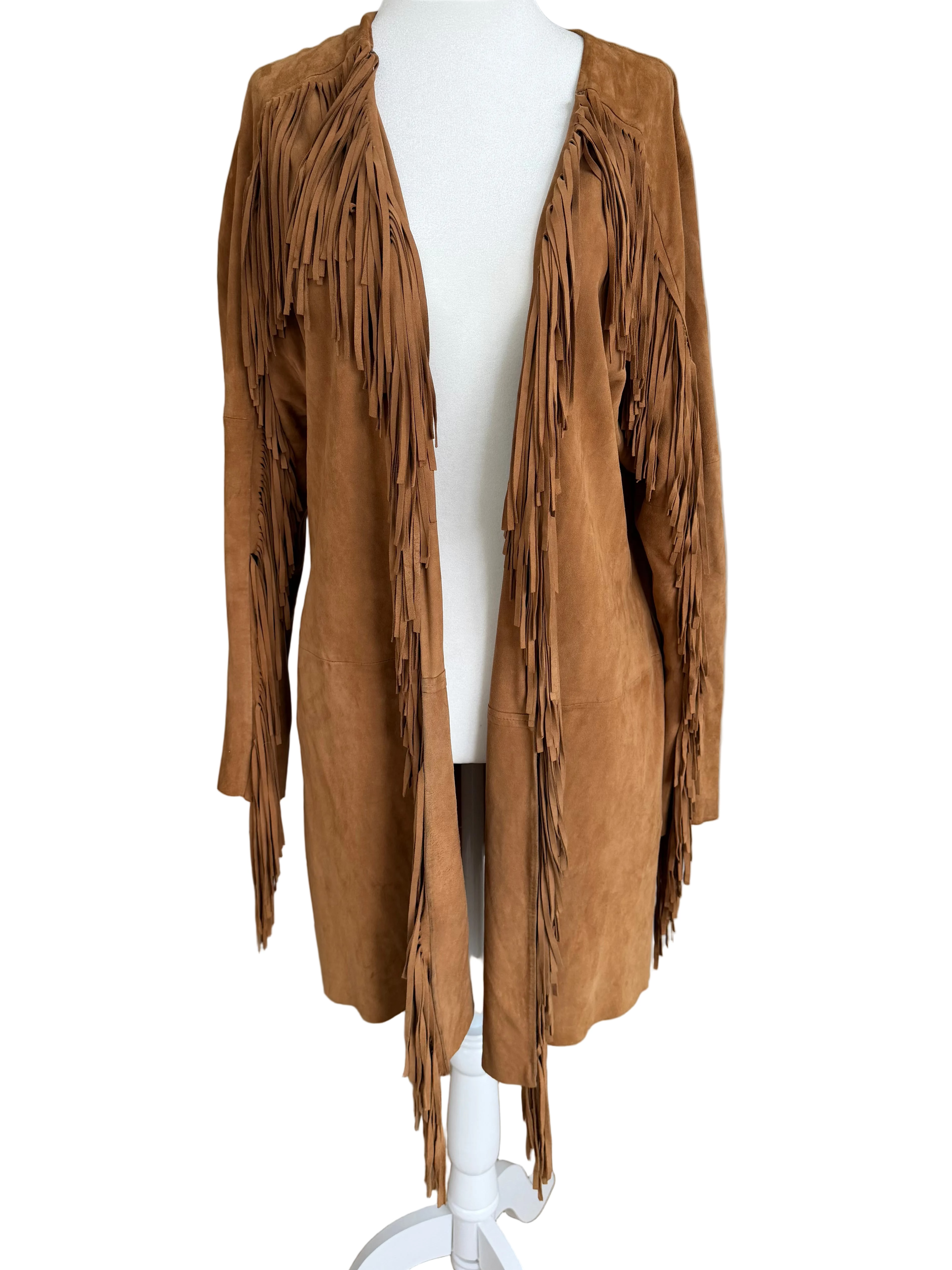 Ralph Lauren Camel Suede Fringe Jacket – Boho Western Style