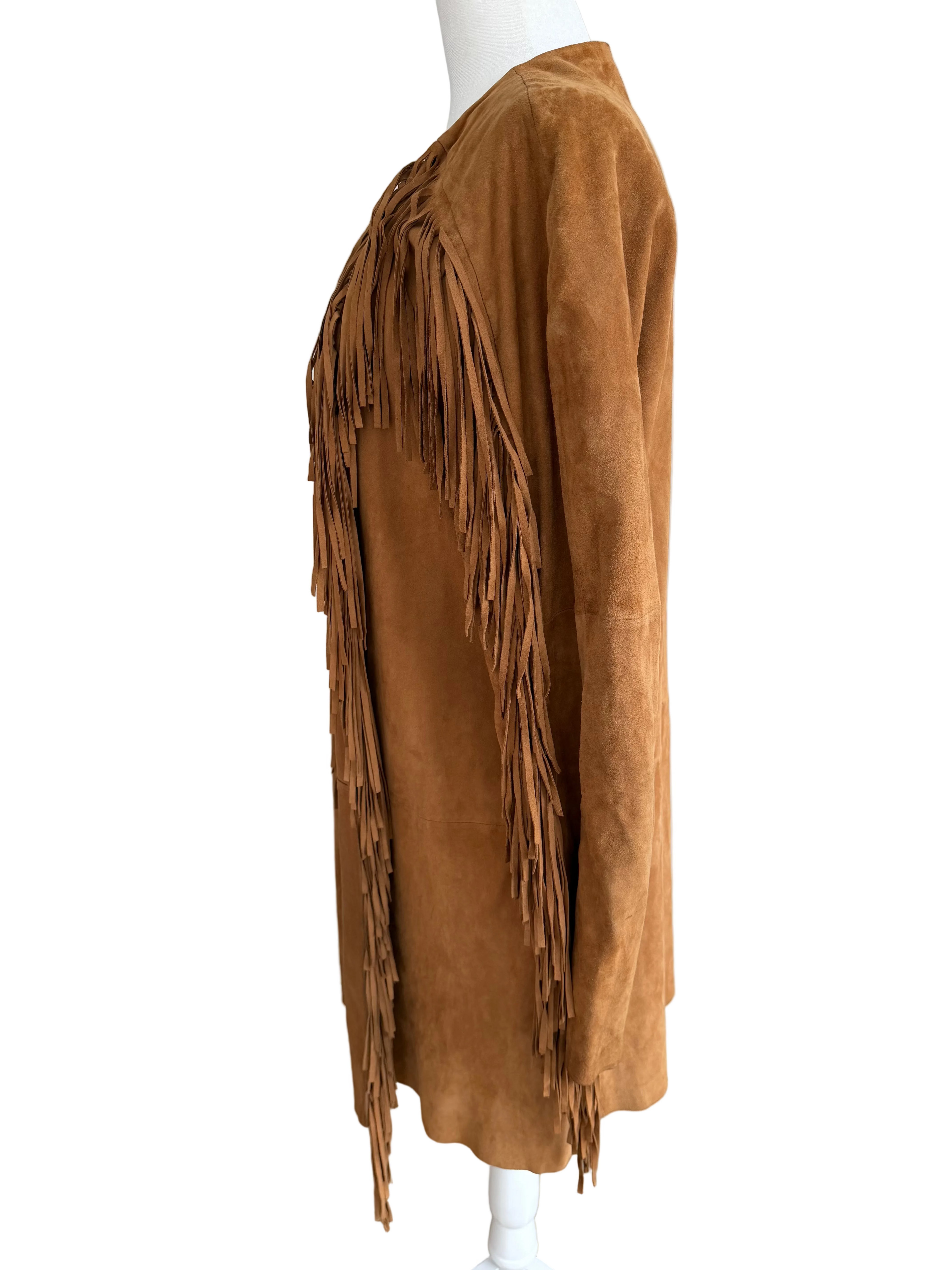 Ralph Lauren Camel Suede Fringe Jacket – Boho Western Style