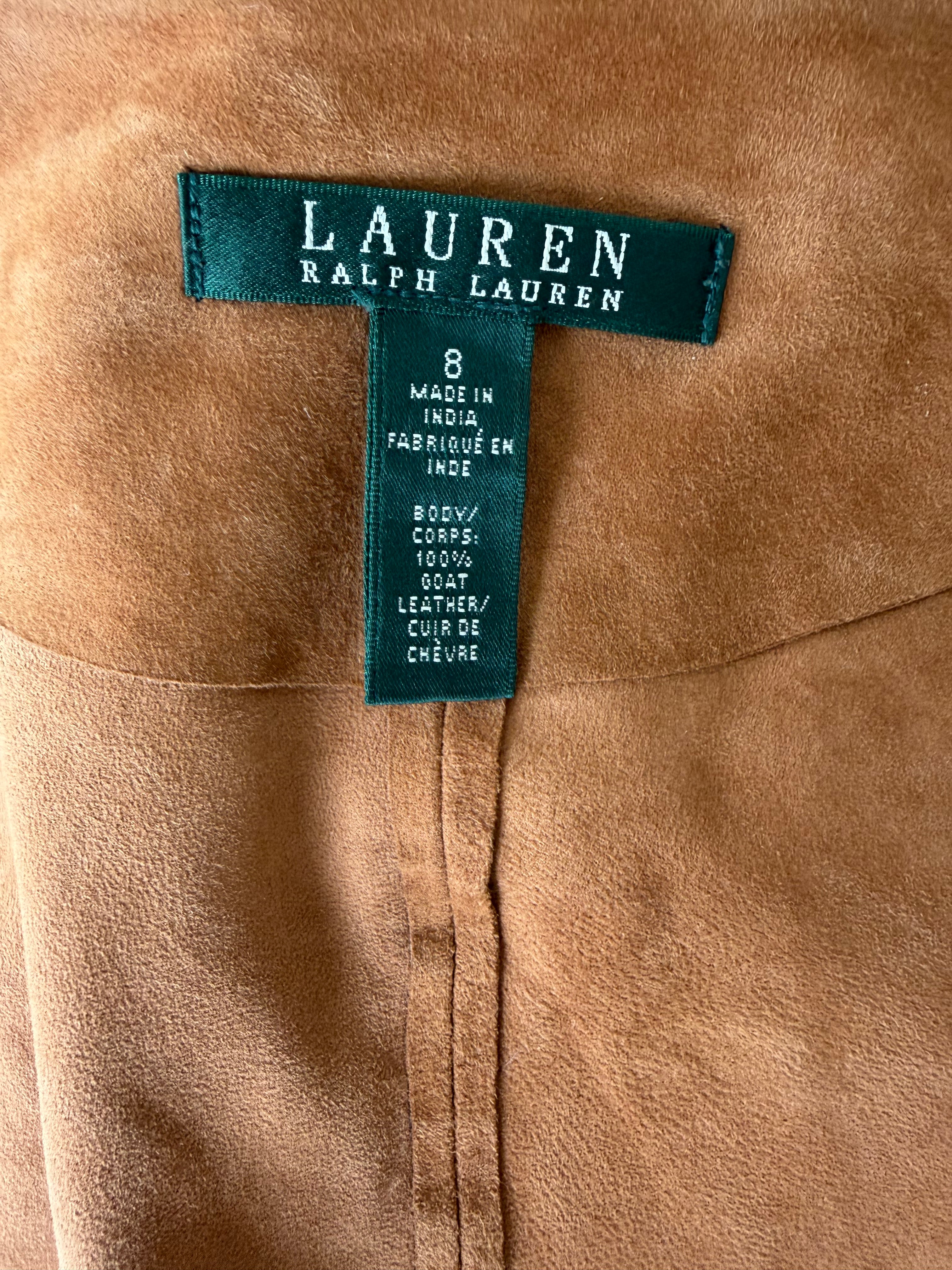 Ralph Lauren Camel Suede Fringe Jacket – Boho Western Style
