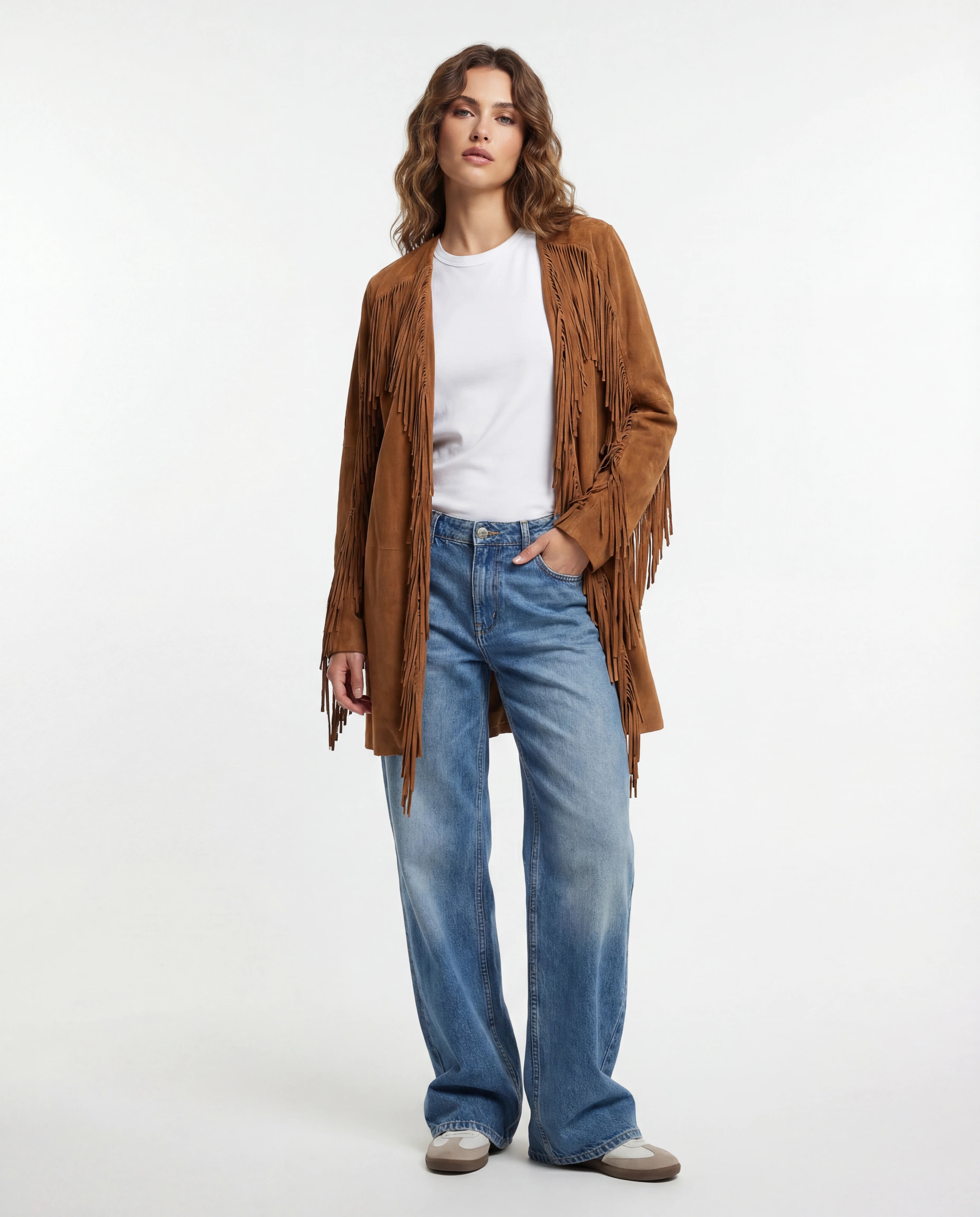 Ralph Lauren Camel Suede Fringe Jacket – Boho Western Style