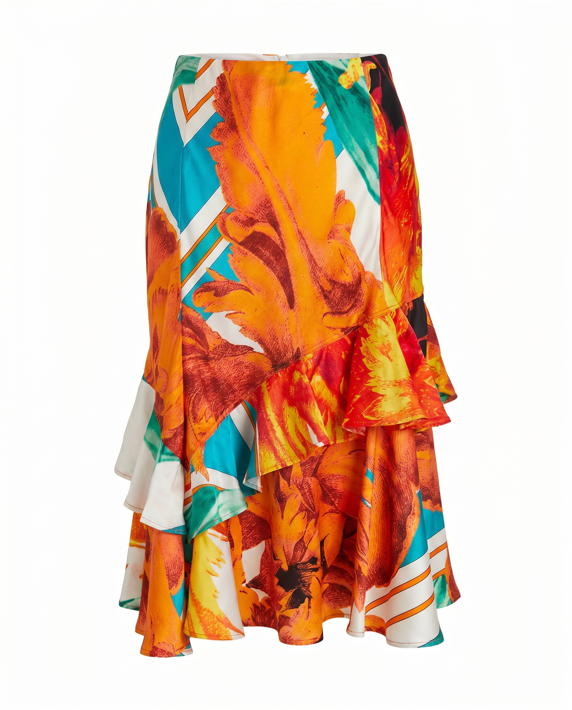 Y2K Roberto Cavalli Silk Floral Ruffle Skirt