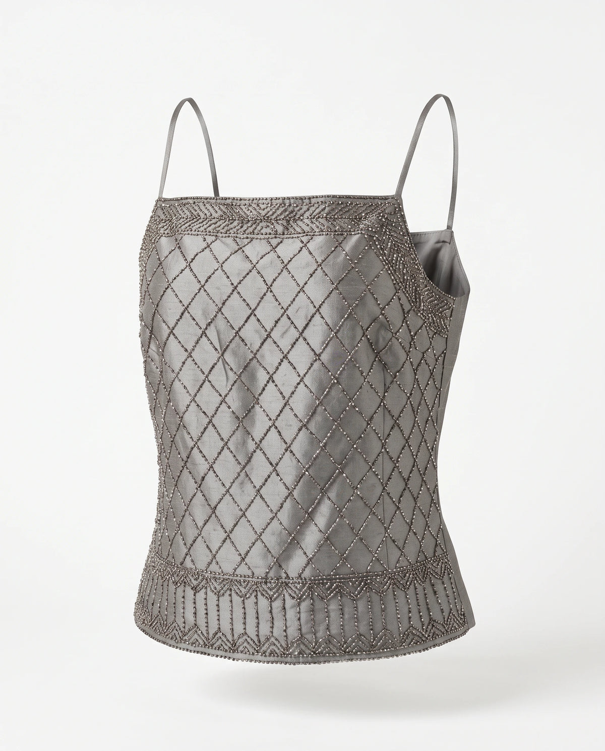 Vintage Ann Taylor Metallic Silk Beaded Camisole Top
