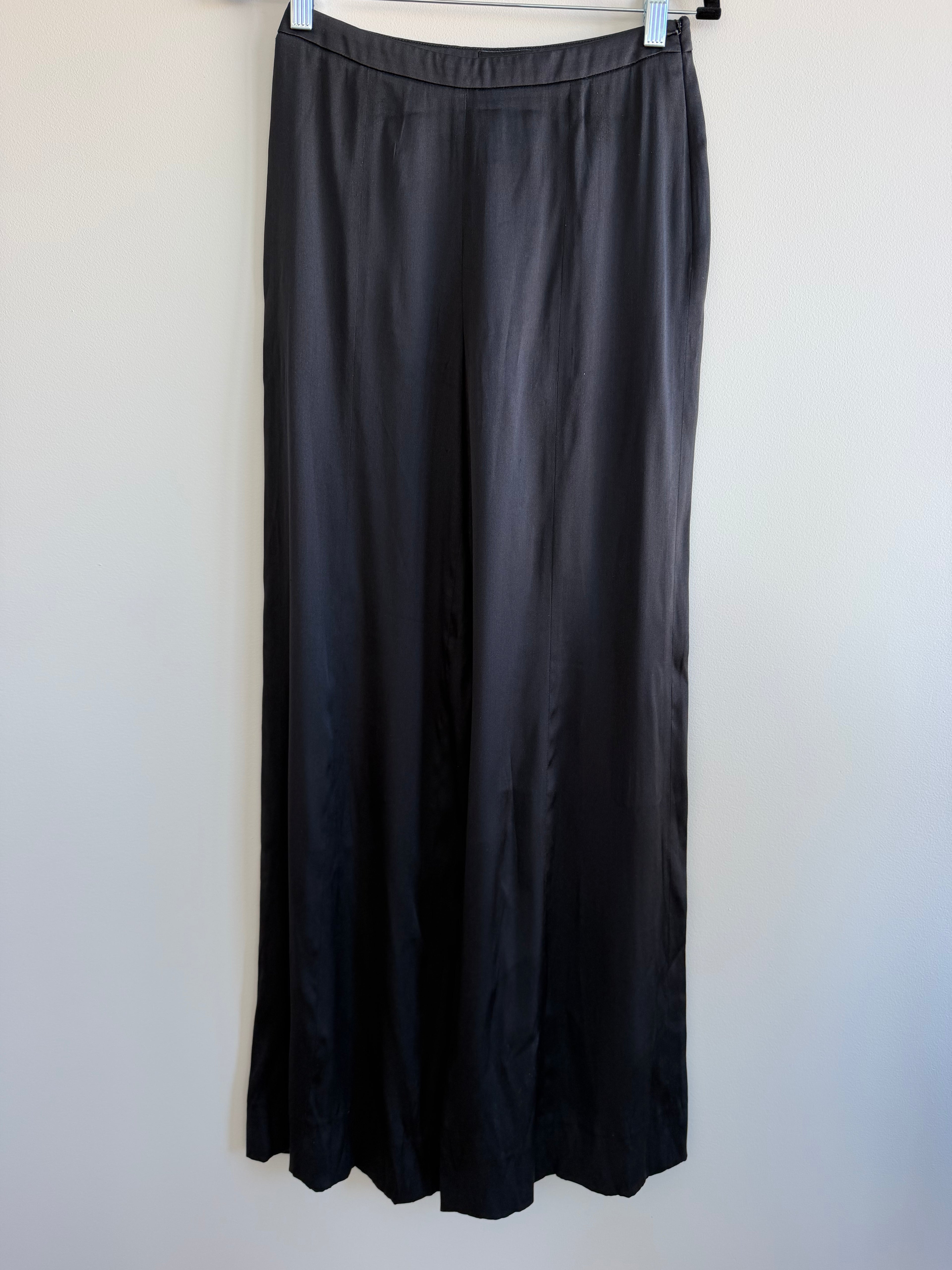 Giorgio Armani Vintage Black Silk Wide-Leg Trousers