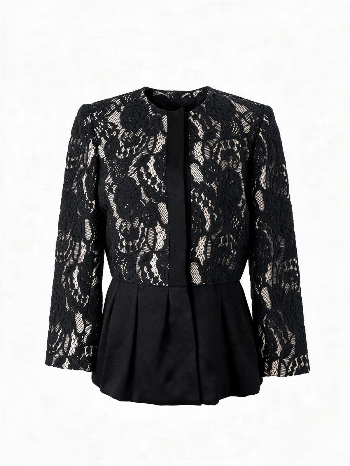 Zelda Vintage Black Floral Lace Peplum Jacket