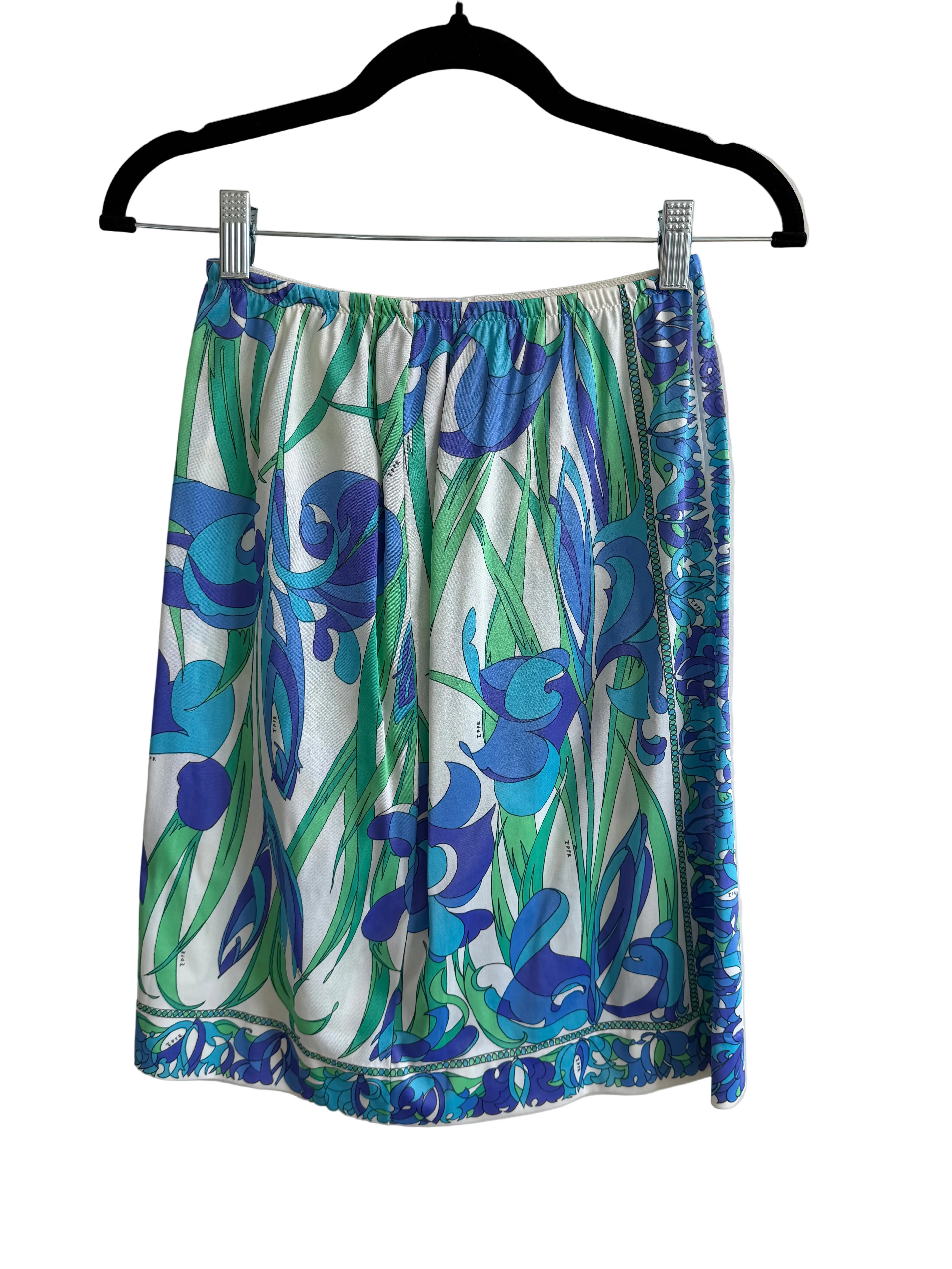 Vintage Emilio Pucci for Formfit Rogers Iris Print Skirt | 1960s/70s Collaboration | Made in Italy