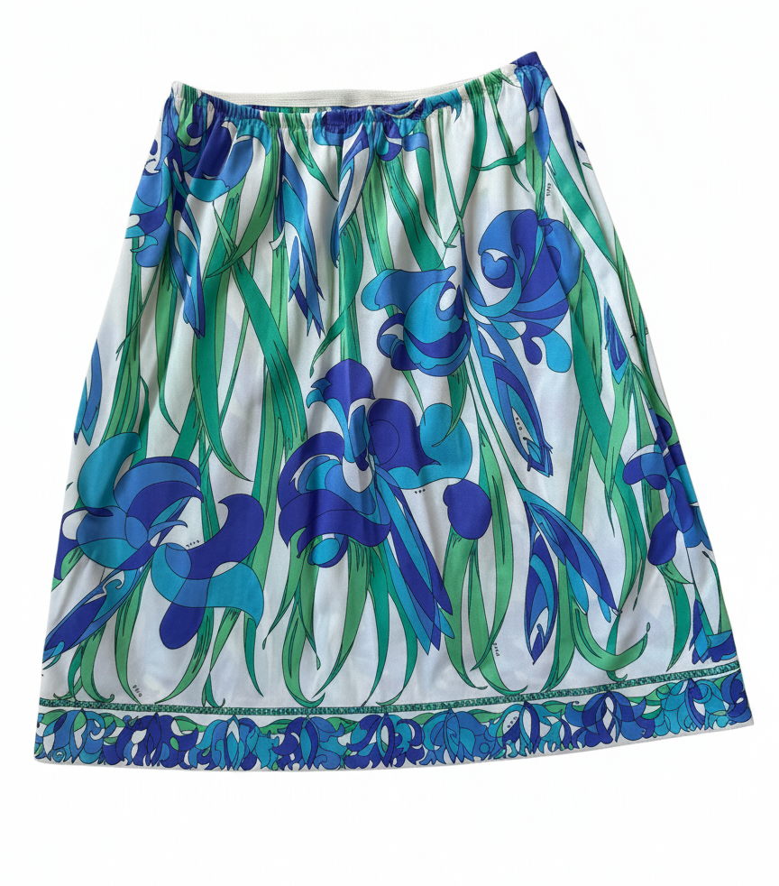 Vintage Emilio Pucci for Formfit Rogers Iris Print Skirt | 1960s/70s Collaboration | Made in Italy