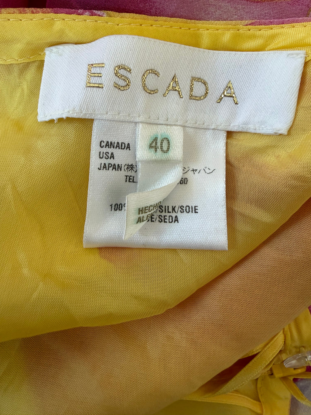 Escada 100% Silk Tropical Floral Asymmetric Ruffle Skirt | Y2K Designer Resort