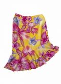 Escada 100% Silk Tropical Floral Asymmetric Ruffle Skirt | Y2K Designer Resort
