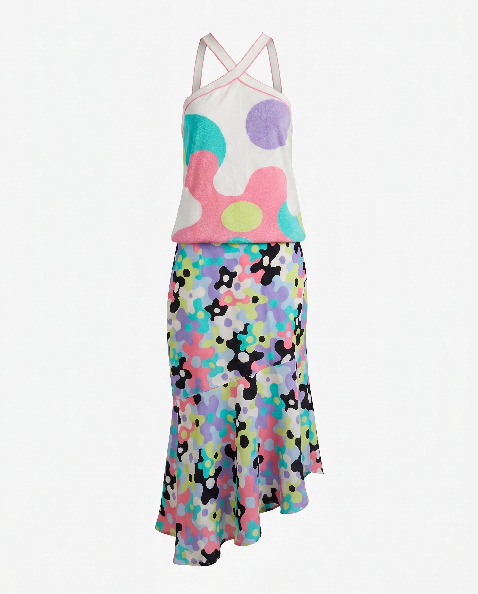 Vintage Escada Tropical Floral Two-Piece Set | Silk Ruffle Skirt + Matching Printed Top | Y2K Designer Resort