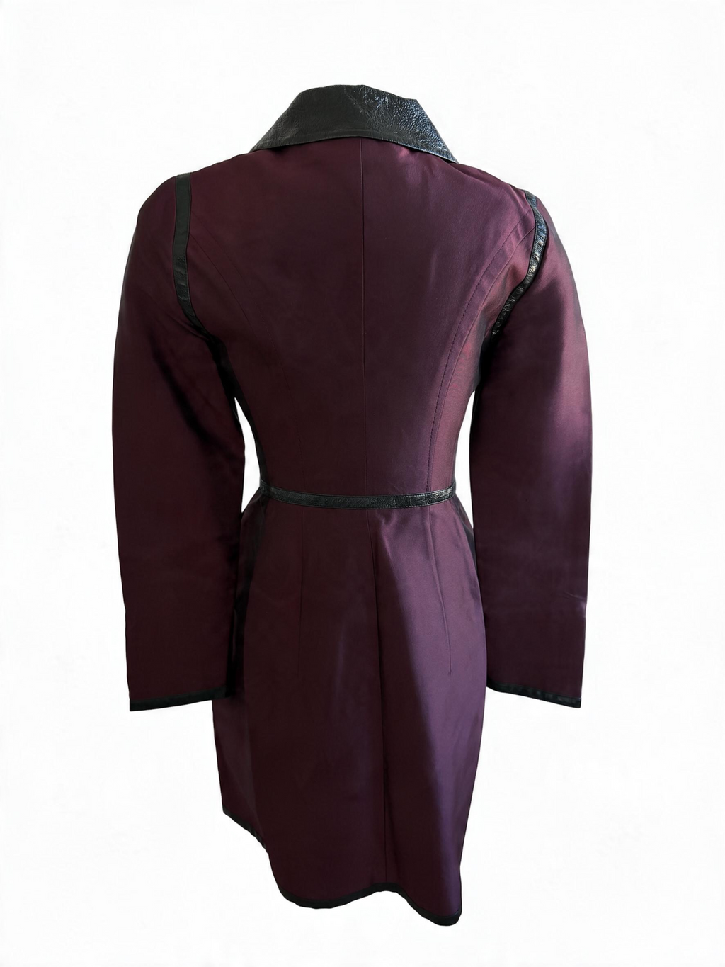 Dolce & Gabbana Burgundy Silk Trench Coat with Leopard Lining - vintage Y2K