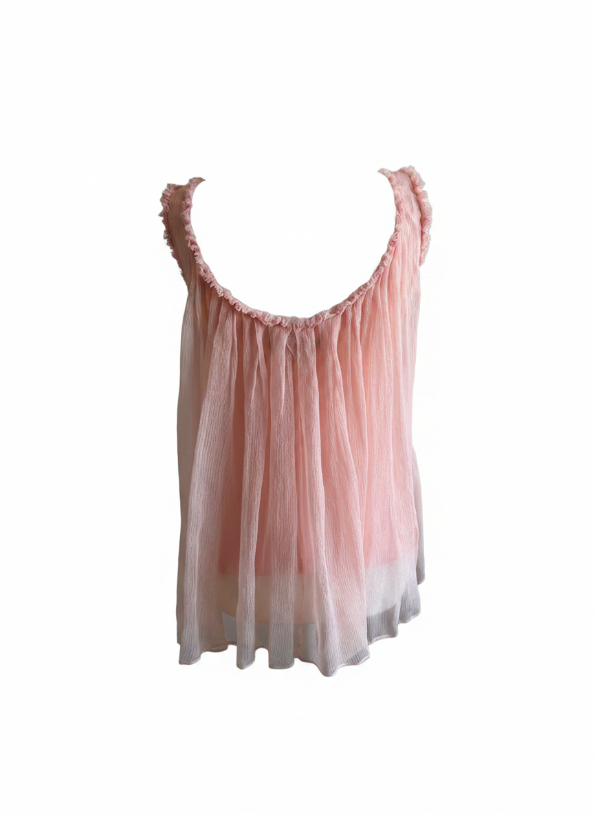 Gucci Tom Ford FW01 Runway Look 4 Pink Sheer Silk Chiffon Top