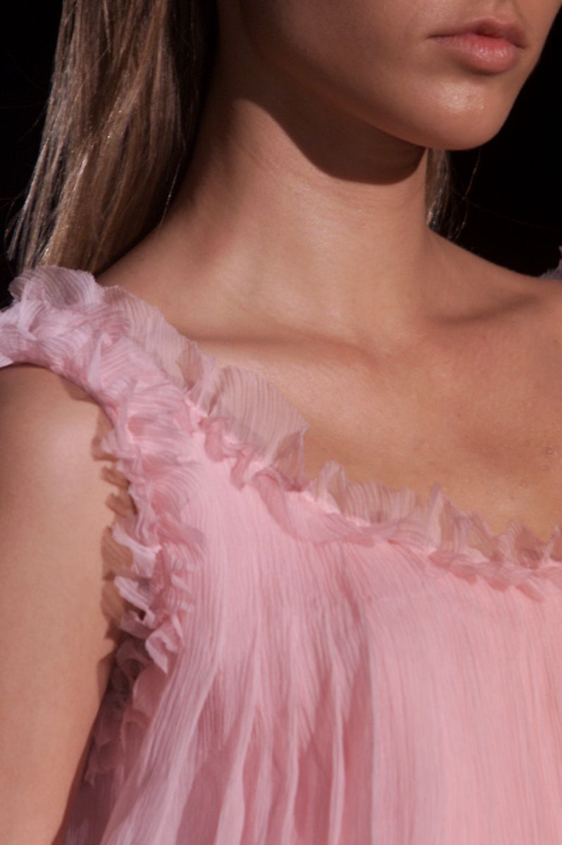 Gucci Tom Ford FW01 Runway Look 4 Pink Sheer Silk Chiffon Top