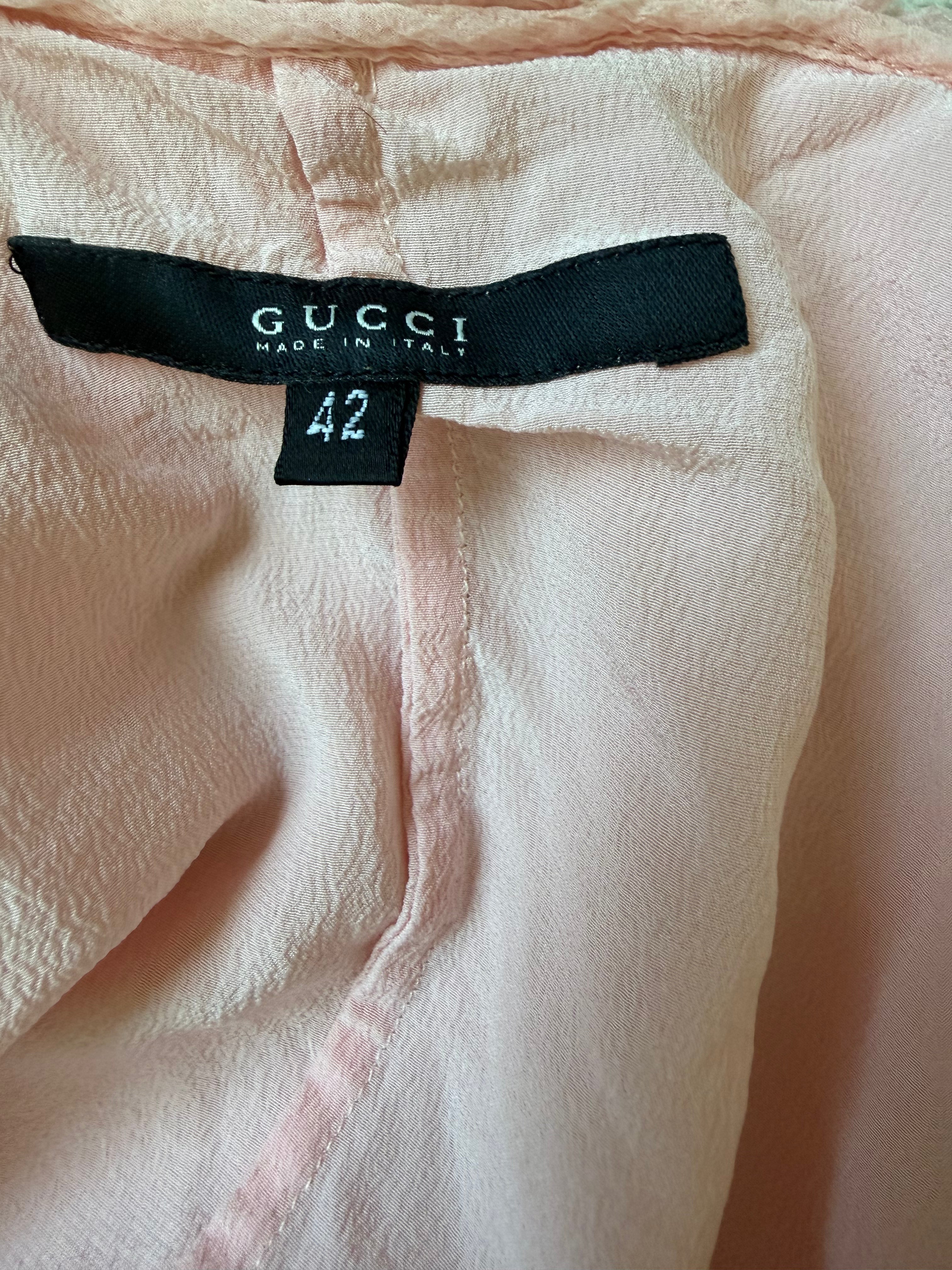 Gucci Tom Ford FW01 Runway Look 4 Pink Sheer Silk Chiffon Top