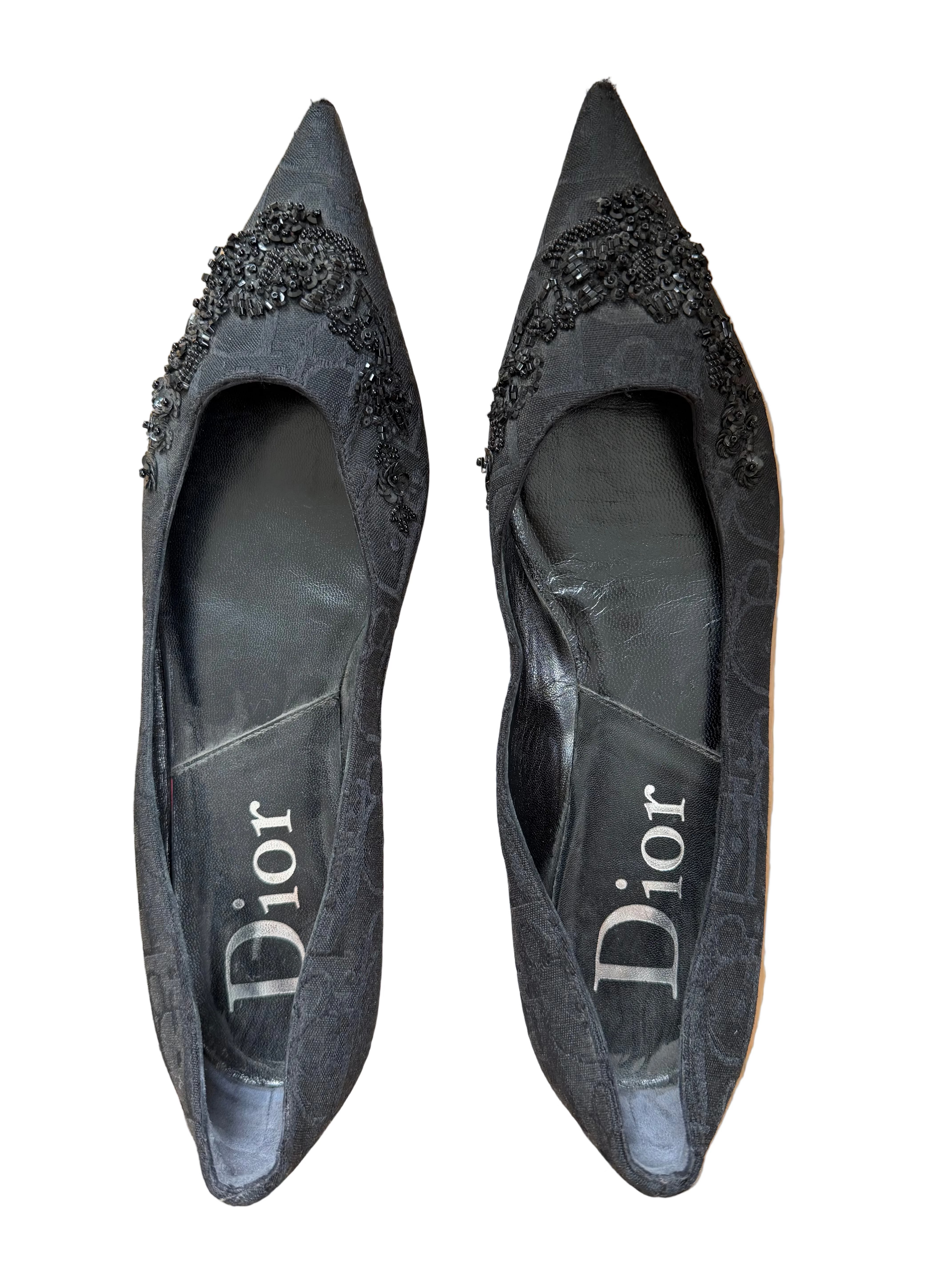 Christian Dior Embellished Logo Ballet Flats