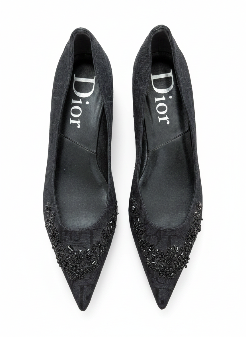 Christian Dior Embellished Logo Ballet Flats