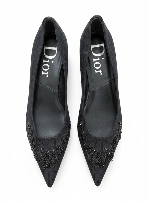 Christian Dior Embellished Logo Ballet Flats