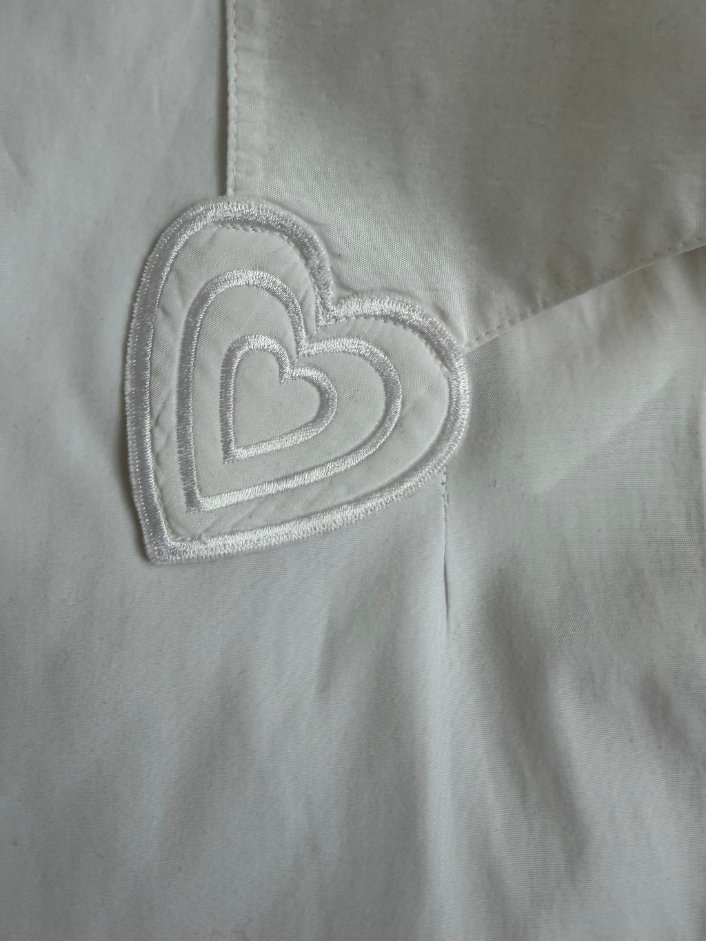 Vintage Escada by Margaretha Ley Italian White Heart Collar Cotton Blouse