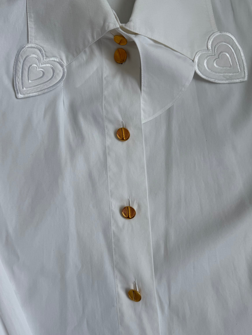 Vintage Escada by Margaretha Ley Italian White Heart Collar Cotton Blouse