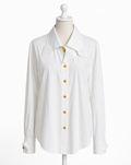 Vintage Escada by Margaretha Ley Italian White Heart Collar Cotton Blouse