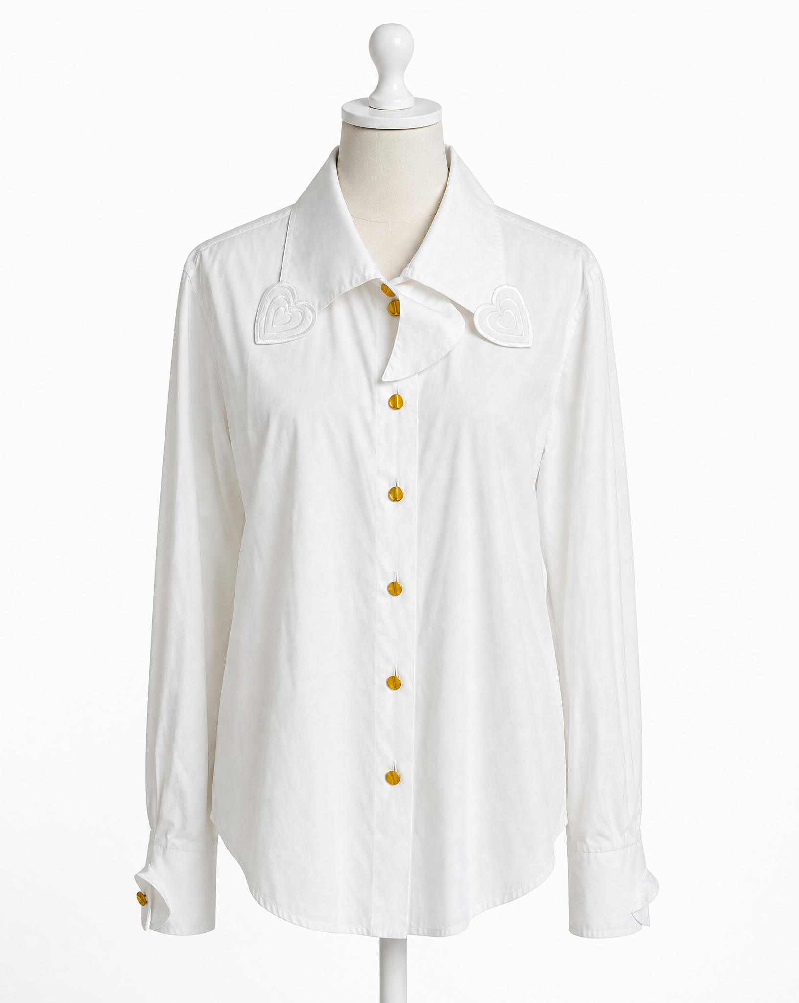Vintage Escada by Margaretha Ley Italian White Heart Collar Cotton Blouse