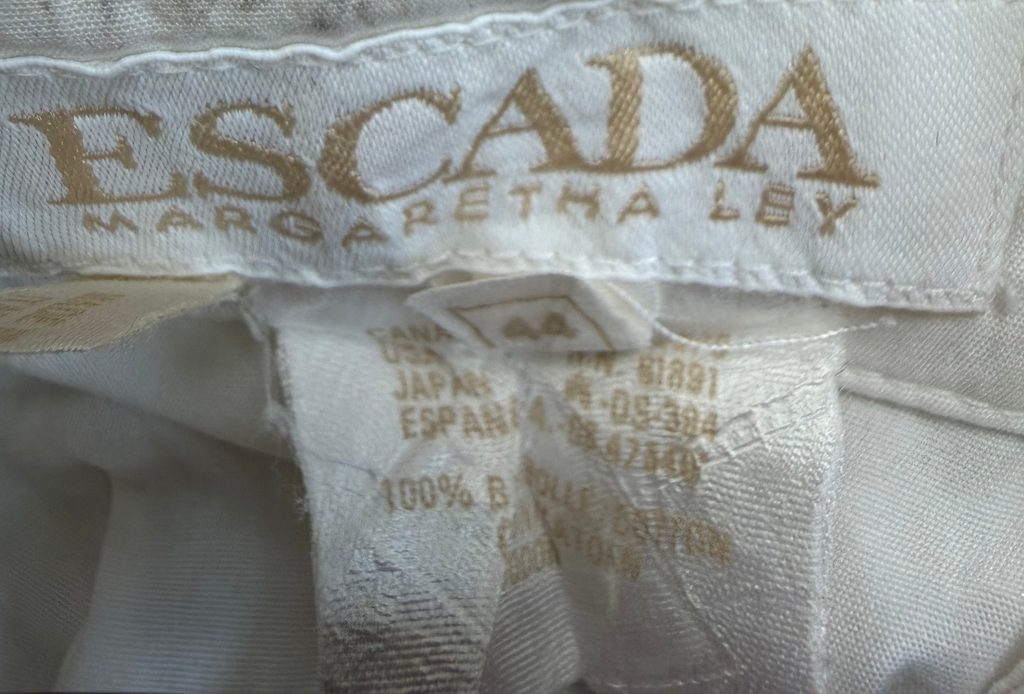 Vintage Escada by Margaretha Ley Italian White Heart Collar Cotton Blouse