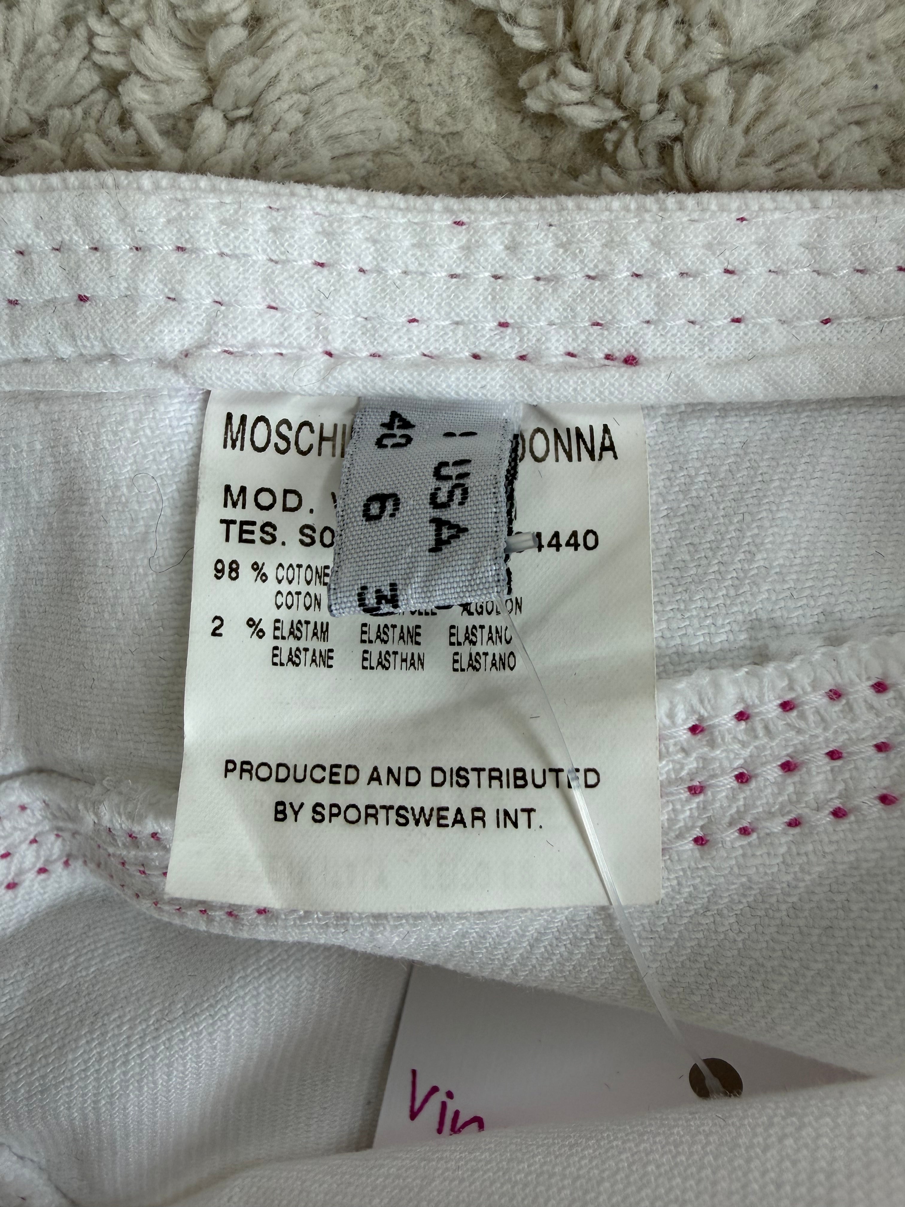 Vintage Y2K Moschino Jeans White Heart Pocket Mini Skirt Pink Stitching