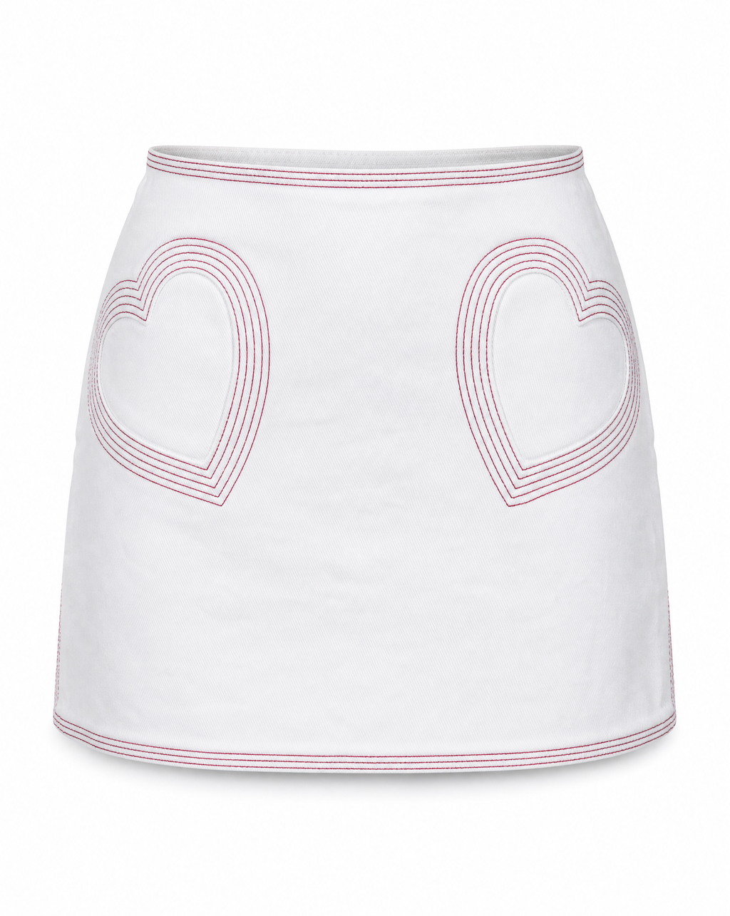 Vintage Y2K Moschino Jeans White Heart Pocket Mini Skirt Pink Stitching