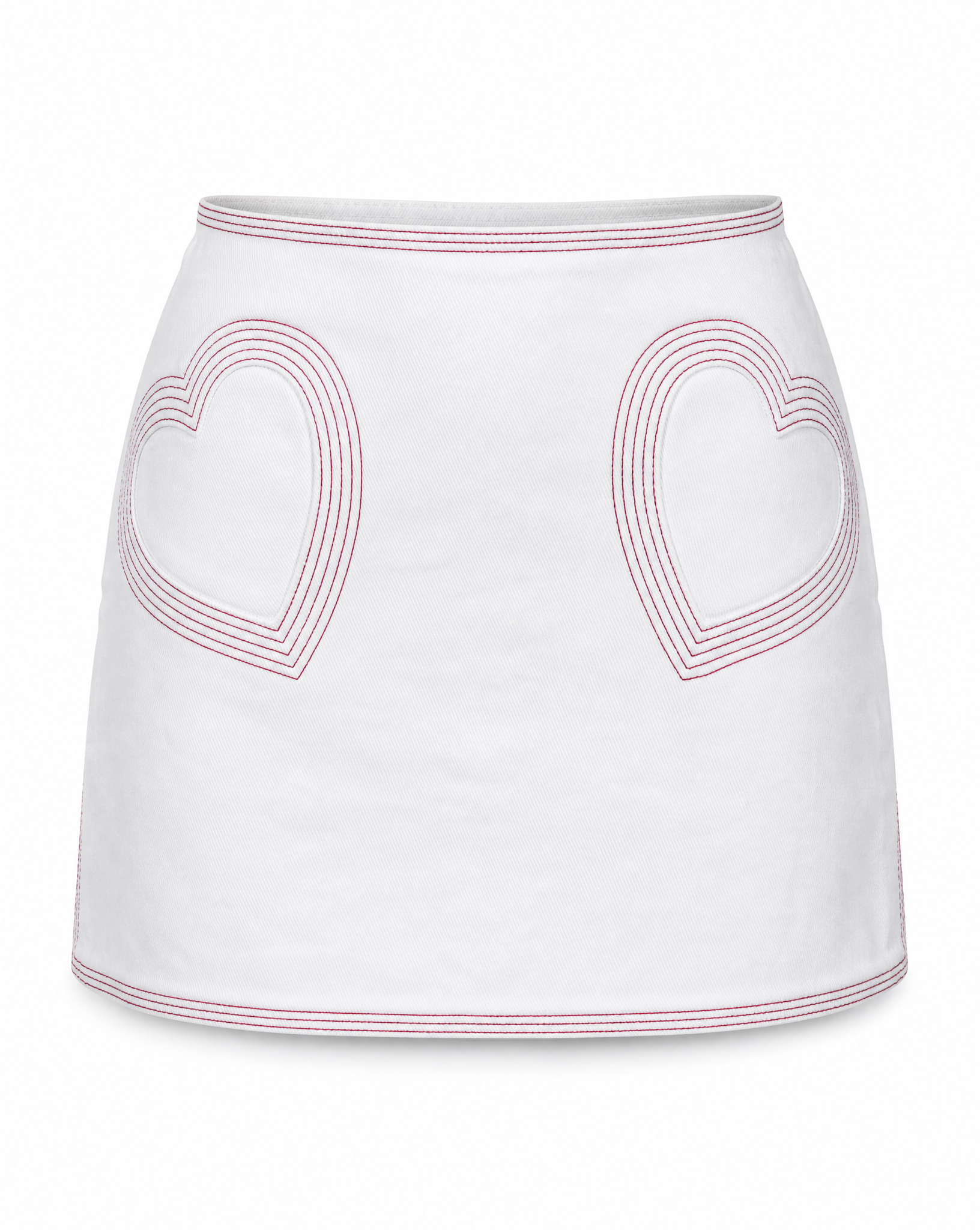 Vintage Y2K Moschino Jeans White Heart Pocket Mini Skirt Pink Stitching
