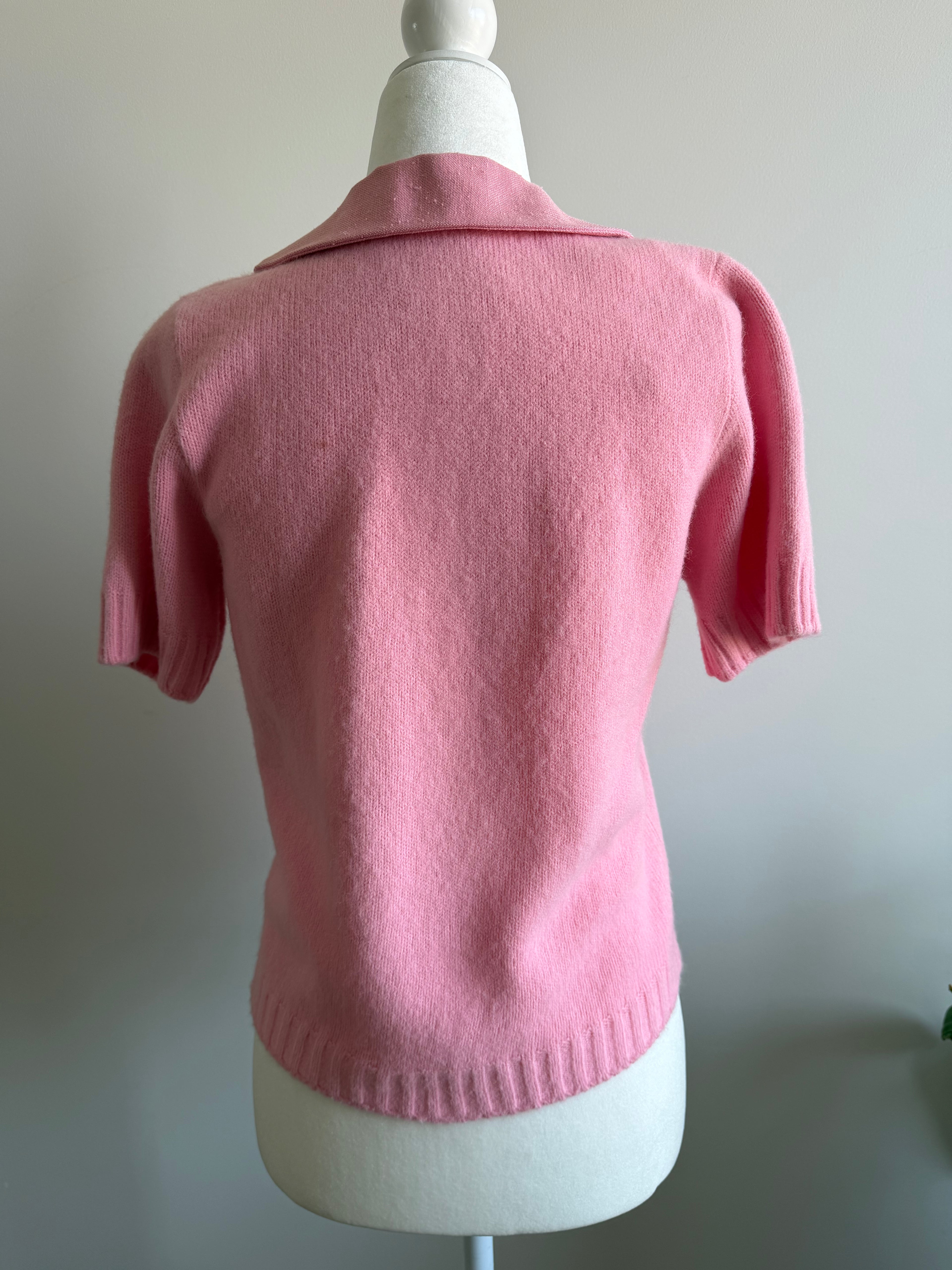 1970s Pink Embroidered Orlon Cardigan | Mod Psychedelic Sweater | Vintage 70s Knit