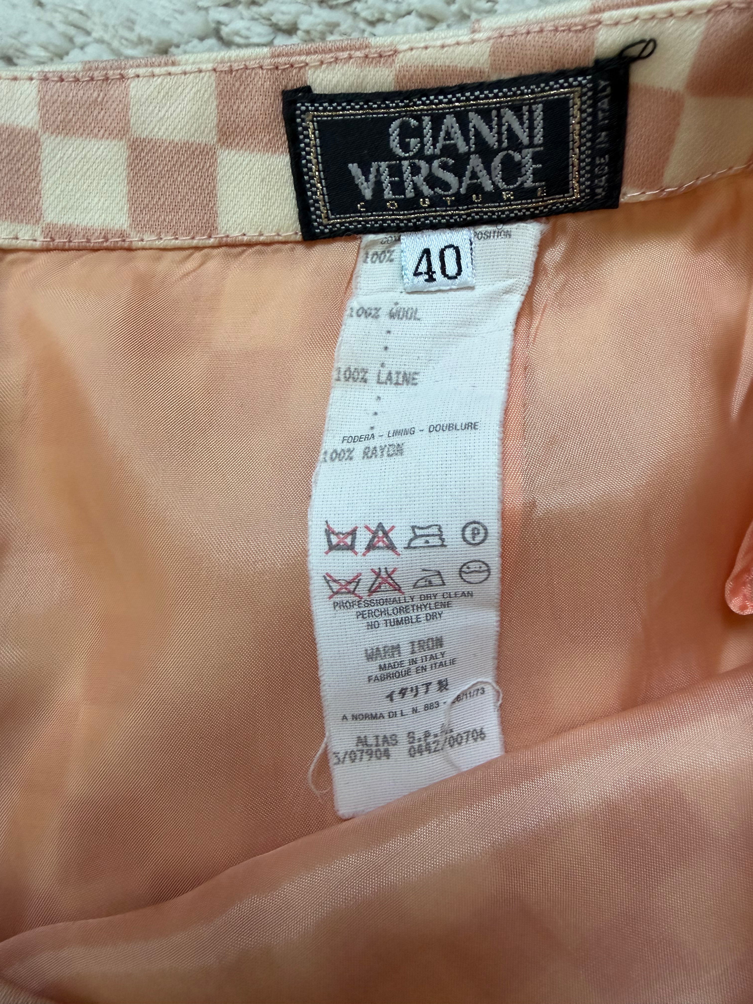 Gianni Versace Couture FW 1995 Runway Checkerboard Mini Skirt