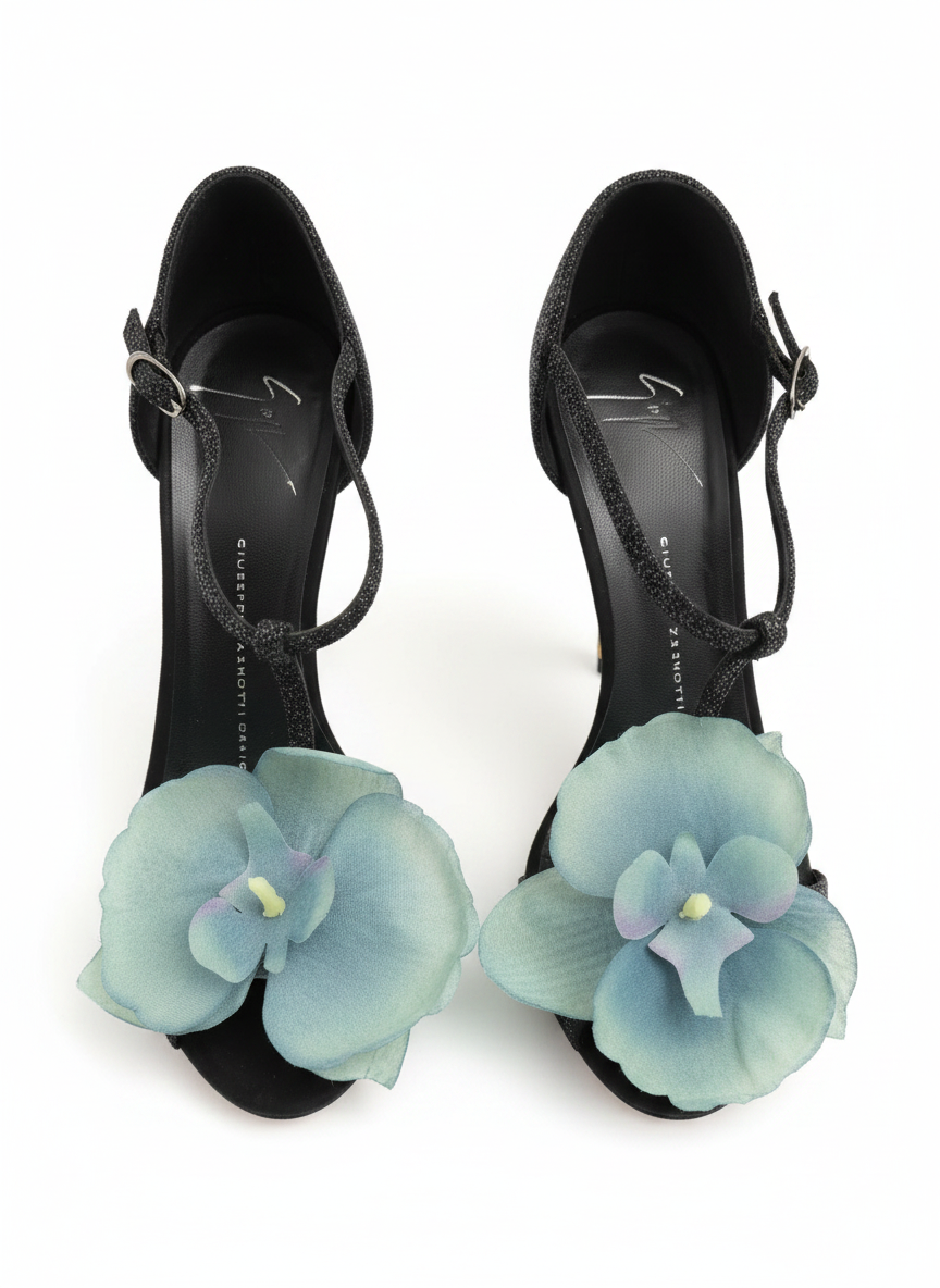 Giuseppe Zanotti Floral Orchid Heeled Sandals