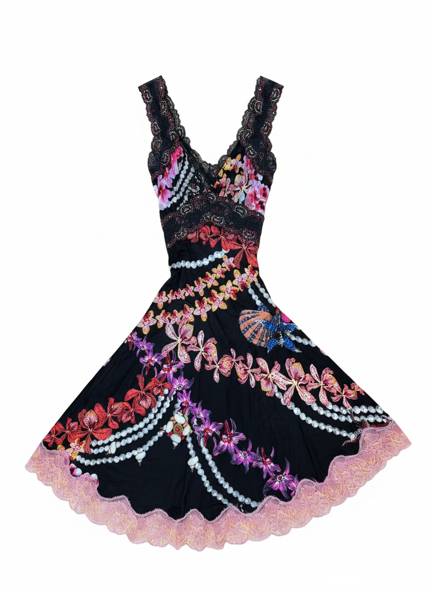 Just Cavalli Orchid & Lace Slip Dress