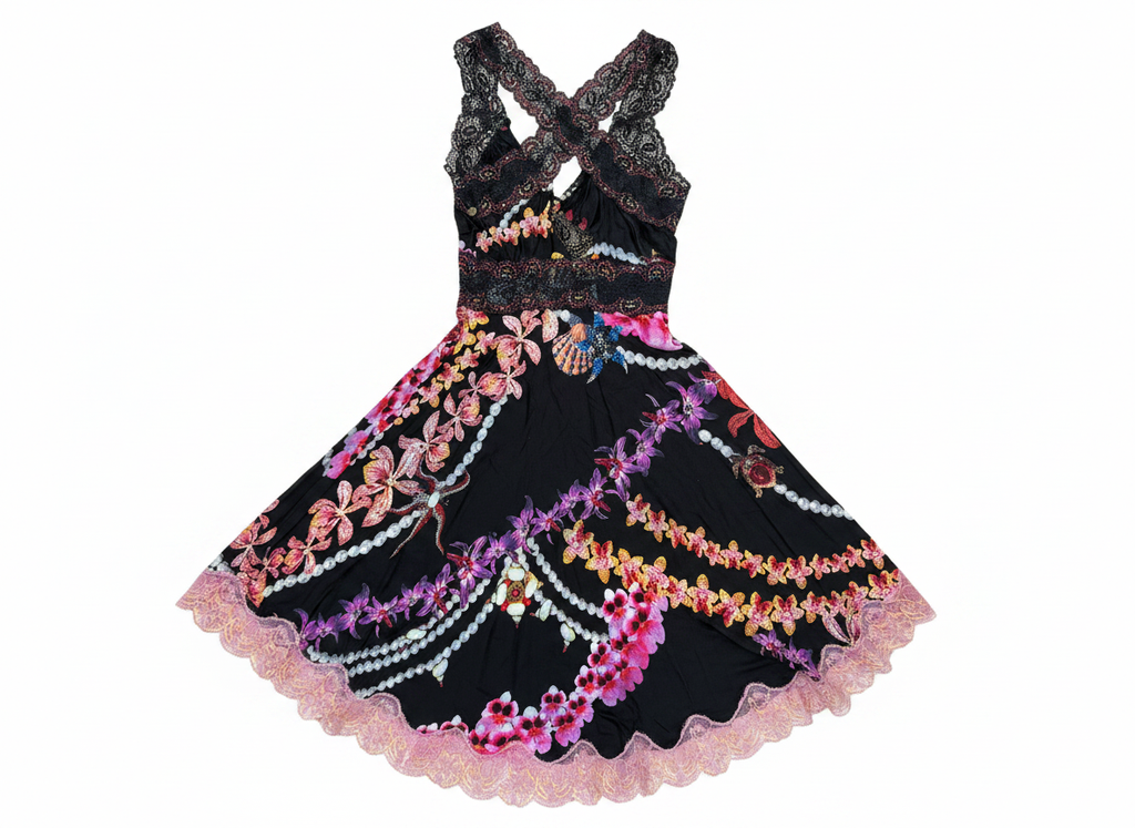 Just Cavalli Orchid & Lace Slip Dress