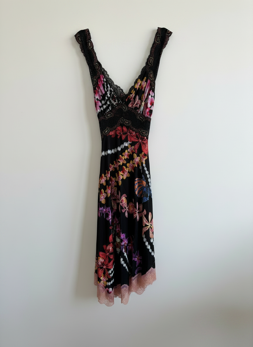Just Cavalli Orchid & Lace Slip Dress
