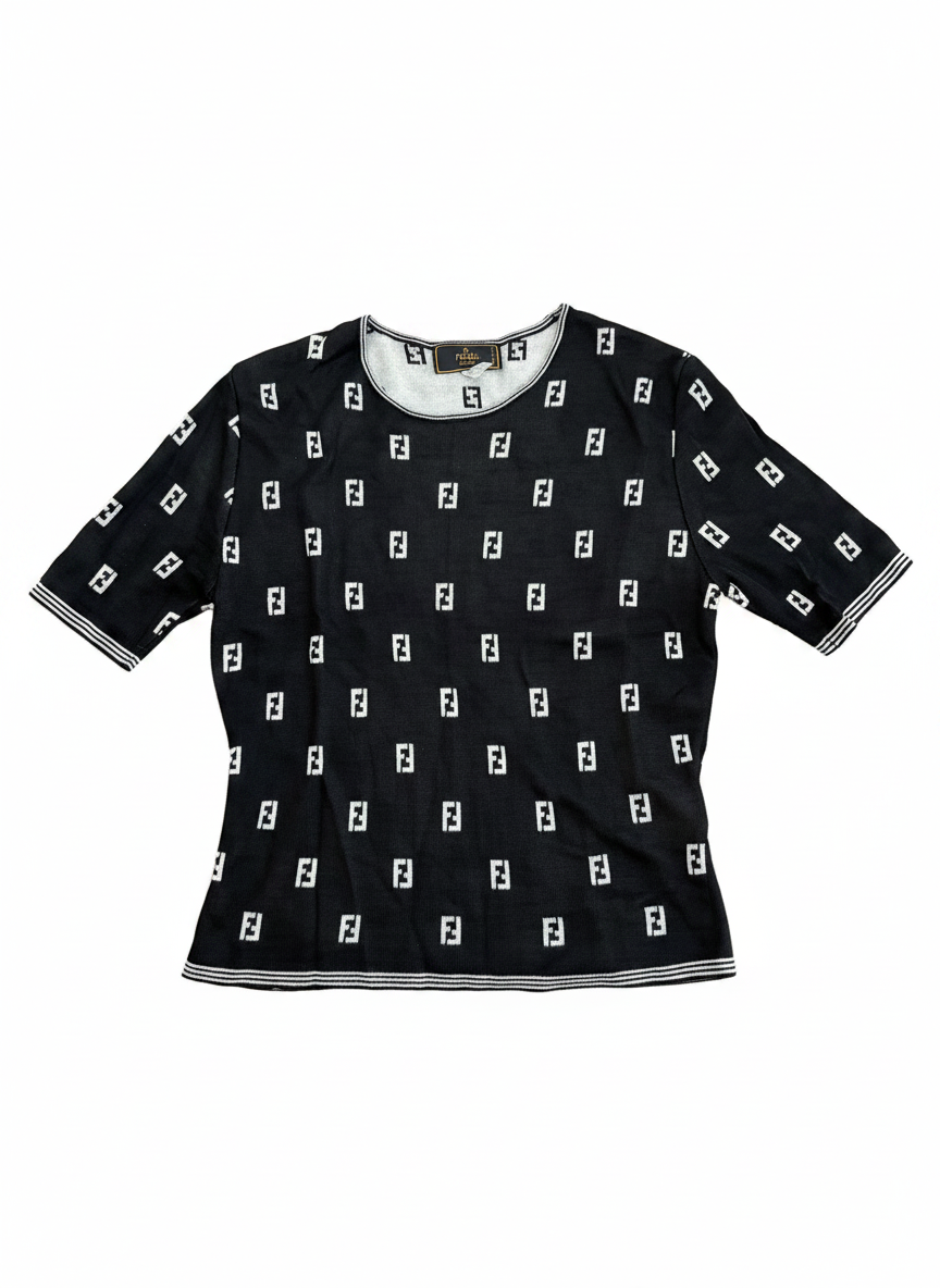 Vintage Fendi FF Zucca Monogram Knit Tee- late 90s