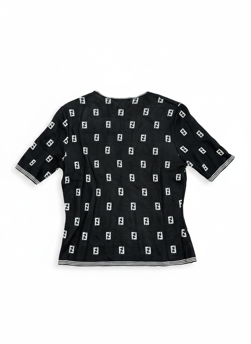 Vintage Fendi FF Zucca Monogram Knit Tee- late 90s