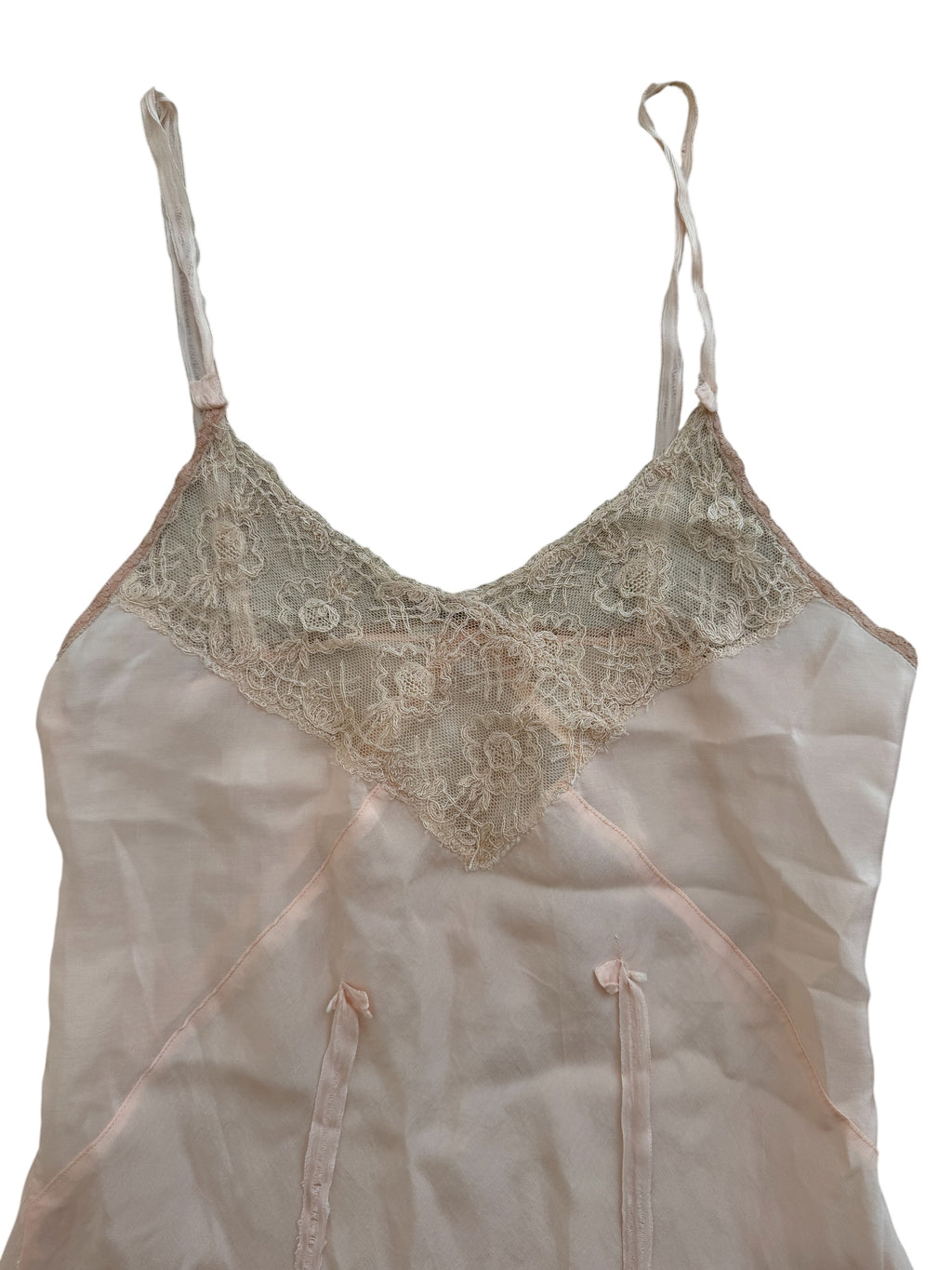 Antique 1920s Silk Step-In Teddy | Blush Pink Lace Camiknicker