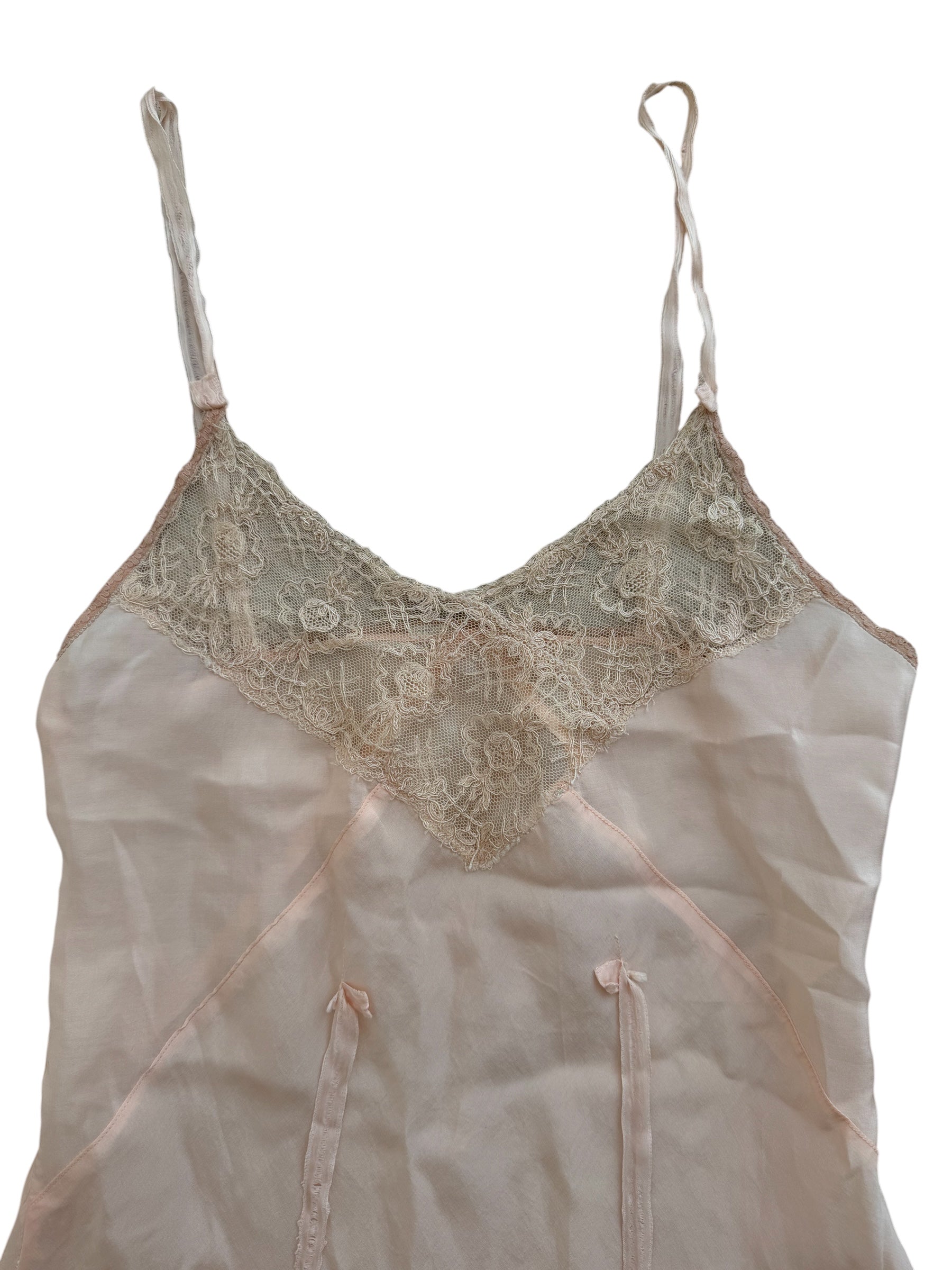 Antique 1920s Silk Step-In Teddy | Blush Pink Lace Camiknicker